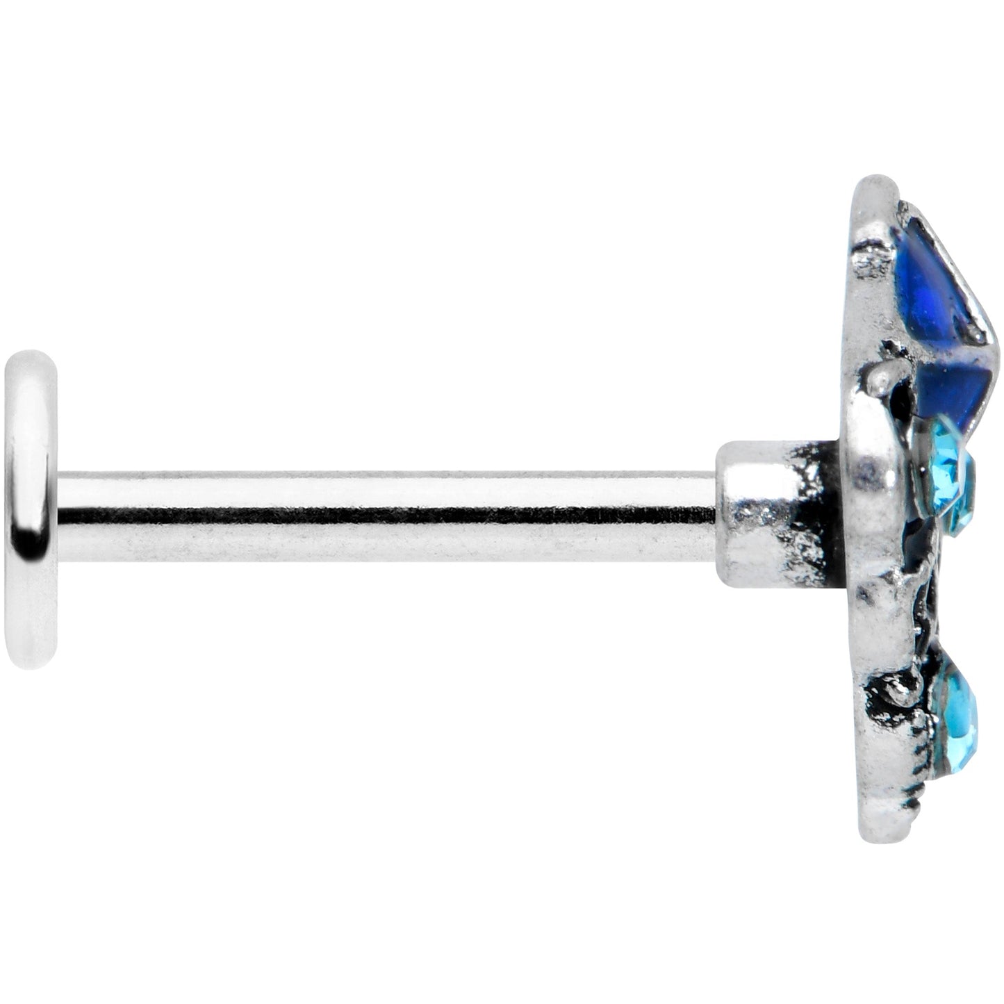 16G 5/16 Blue Gem Rococo Blue Labret Monroe Tragus