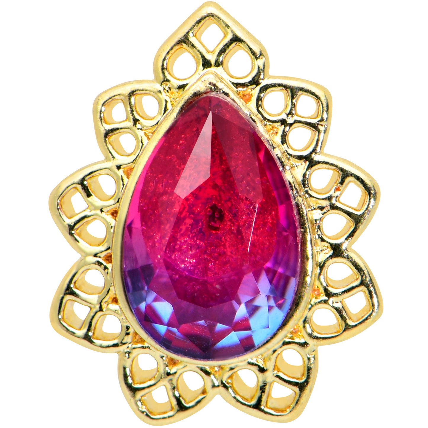 16G 1/4 Purple Tourmaline Gold Tone Drop Cartilage Tragus Earring