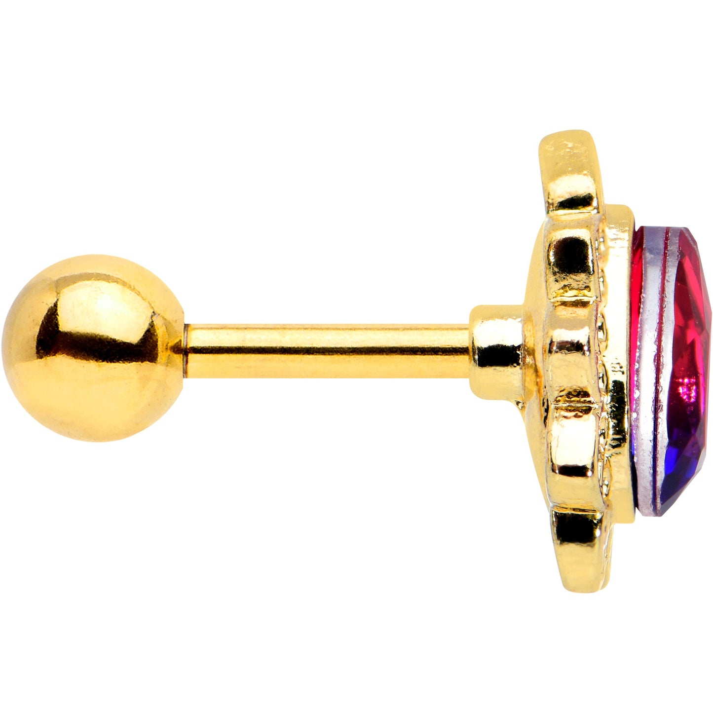 16G 1/4 Purple Tourmaline Gold Tone Drop Cartilage Tragus Earring