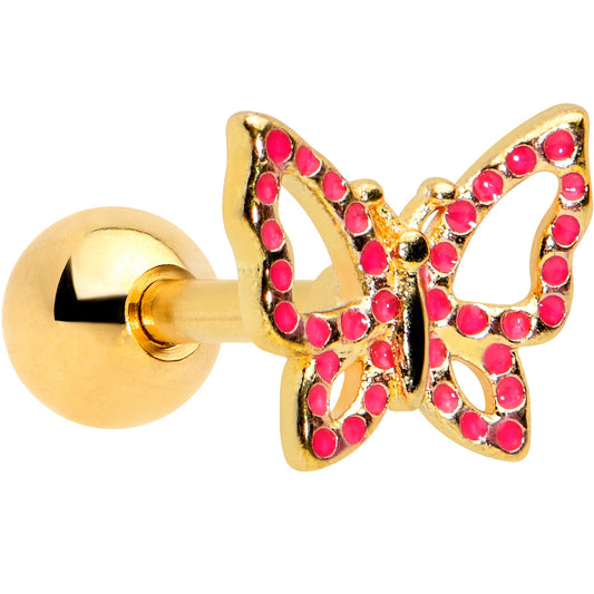 16G 1/4 Gold Tone Sweet Simple Butterfly Cartilage Tragus Earring