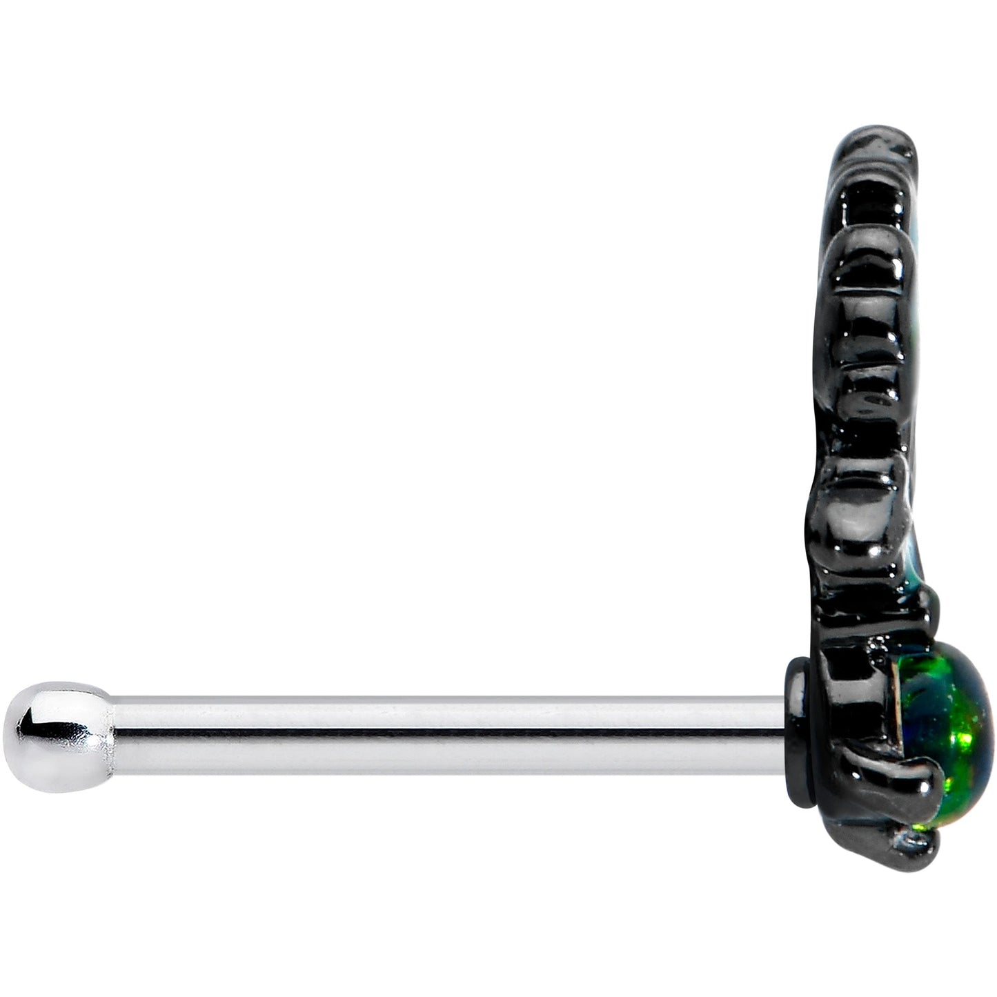 20G 1/4 Green Synthetic Opal Fall Leaf Nose Bone