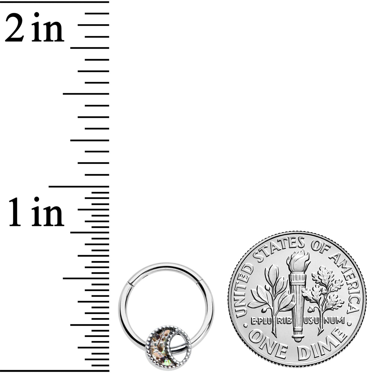 16G 3/8 Iridescent Crescent Moon Hinged Segment Ring