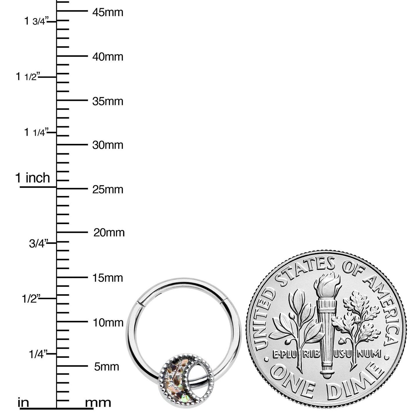 16G 3/8 Iridescent Crescent Moon Hinged Segment Ring