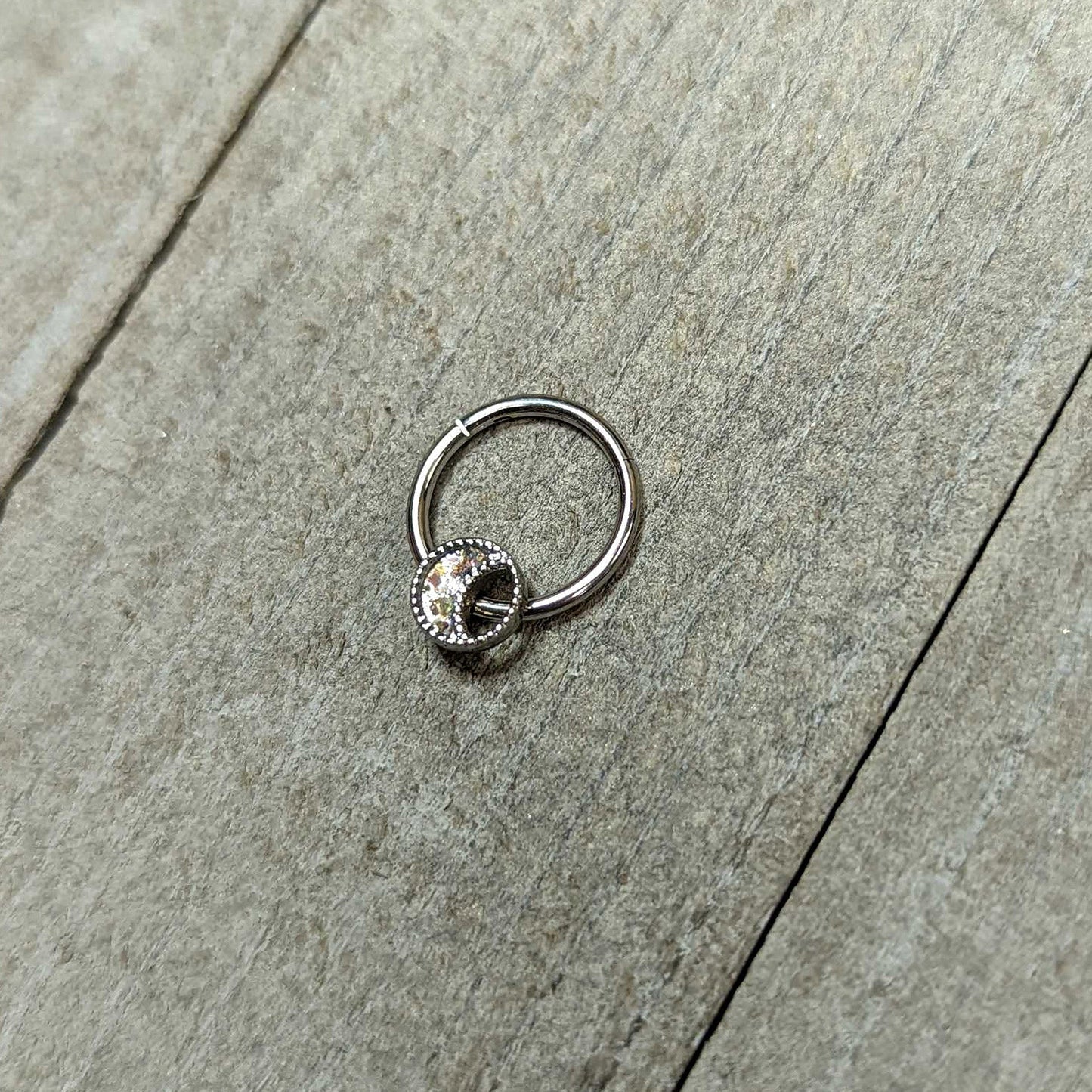 16G 3/8 Iridescent Crescent Moon Hinged Segment Ring