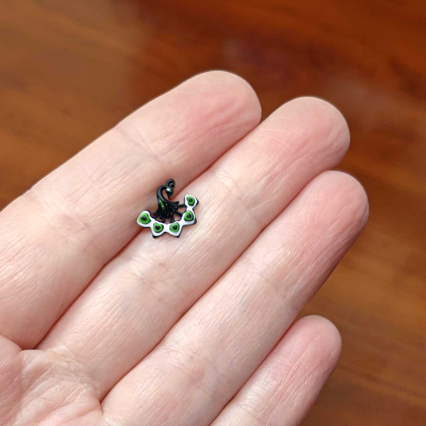 16G 1/4 Black Green Perfect Peacock Cartilage Tragus Earring