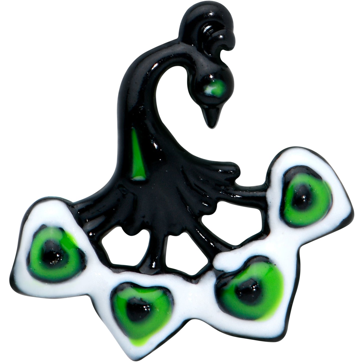 20G 1/4 Black Green Perfect Peacock L Shape Nose Ring