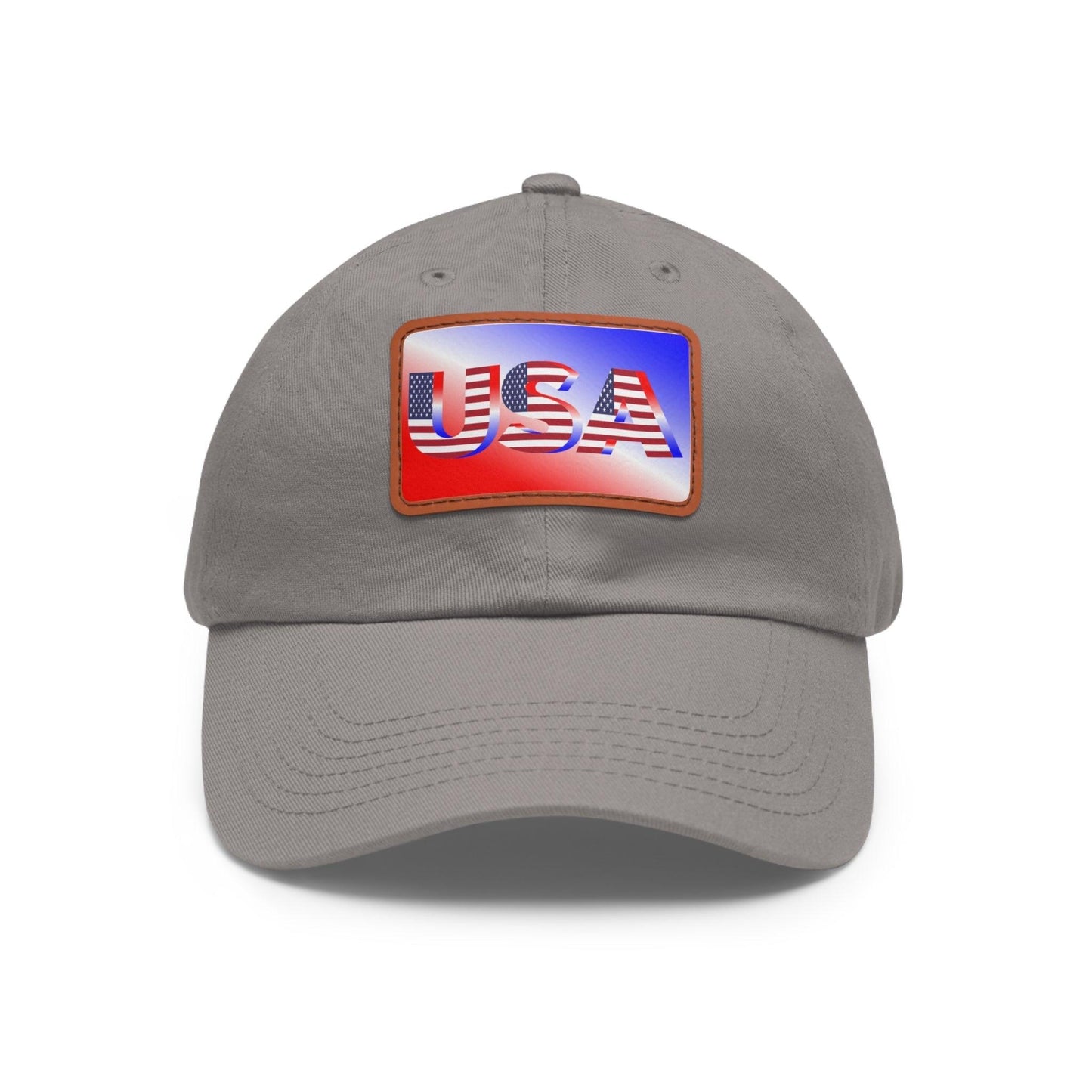 USA Red, White, and Blue Dad Hat with Leather Patch (Rectangle) - Lizard Vigilante