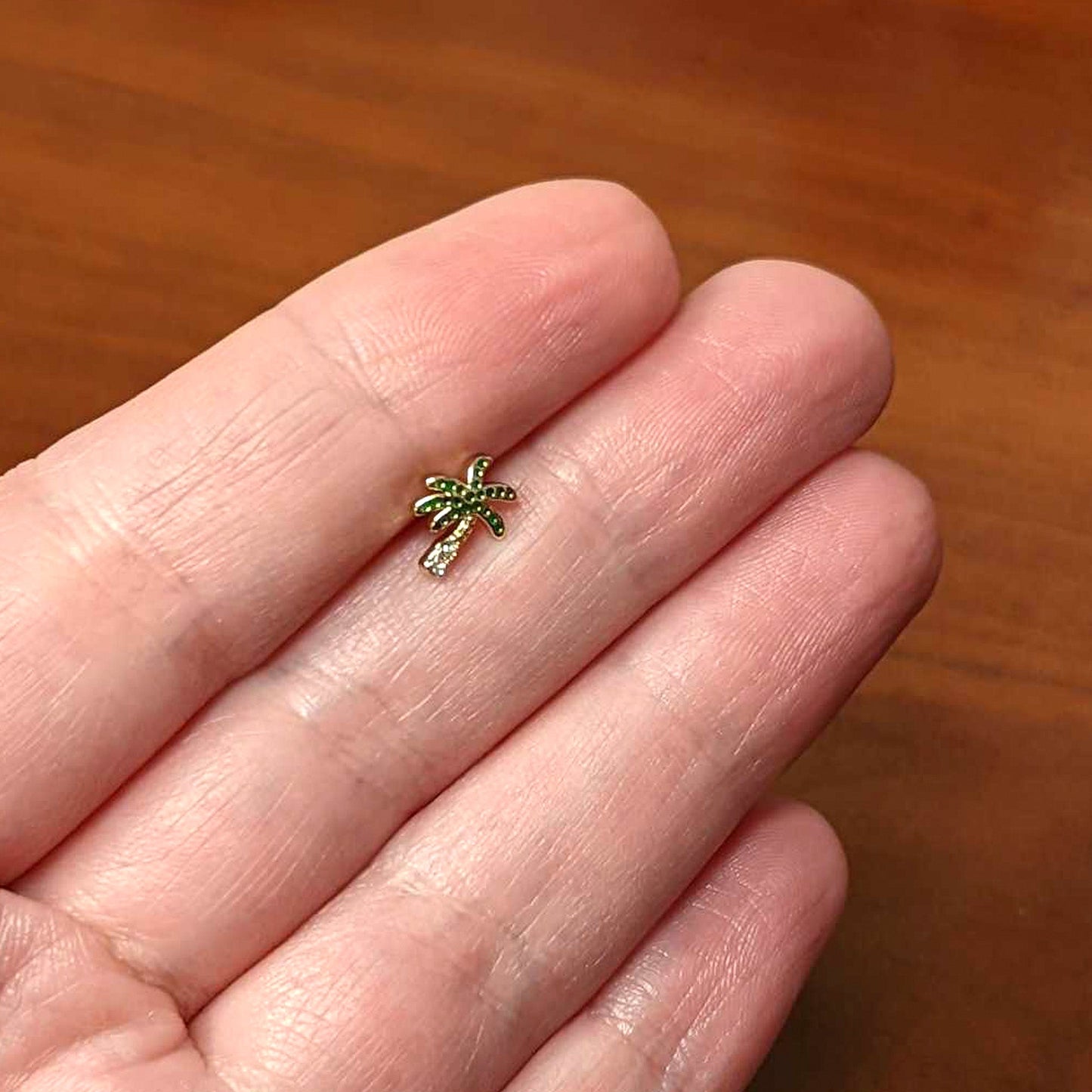 16G 1/4 Clear Gem Gold Tone Retro Palm Tree Cartilage Tragus