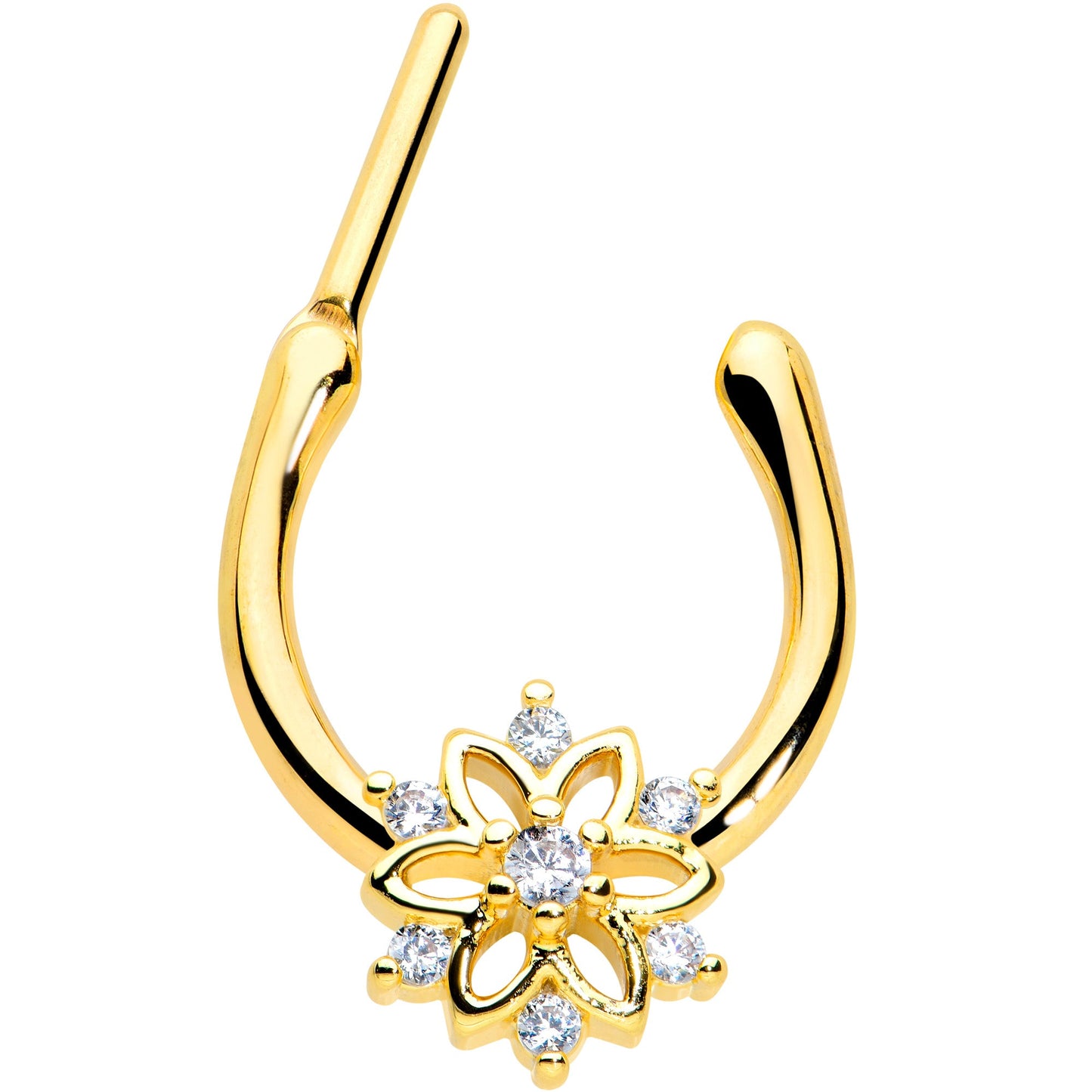 16G 6.9mm Clear Gold Tone Flower Snowflake Christmas Cartilage Clicker