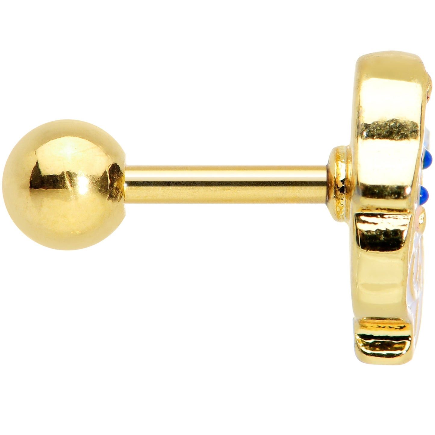 16G 1/4 Gold Tone Blue Eyed Santa Christmas Cartilage Tragus