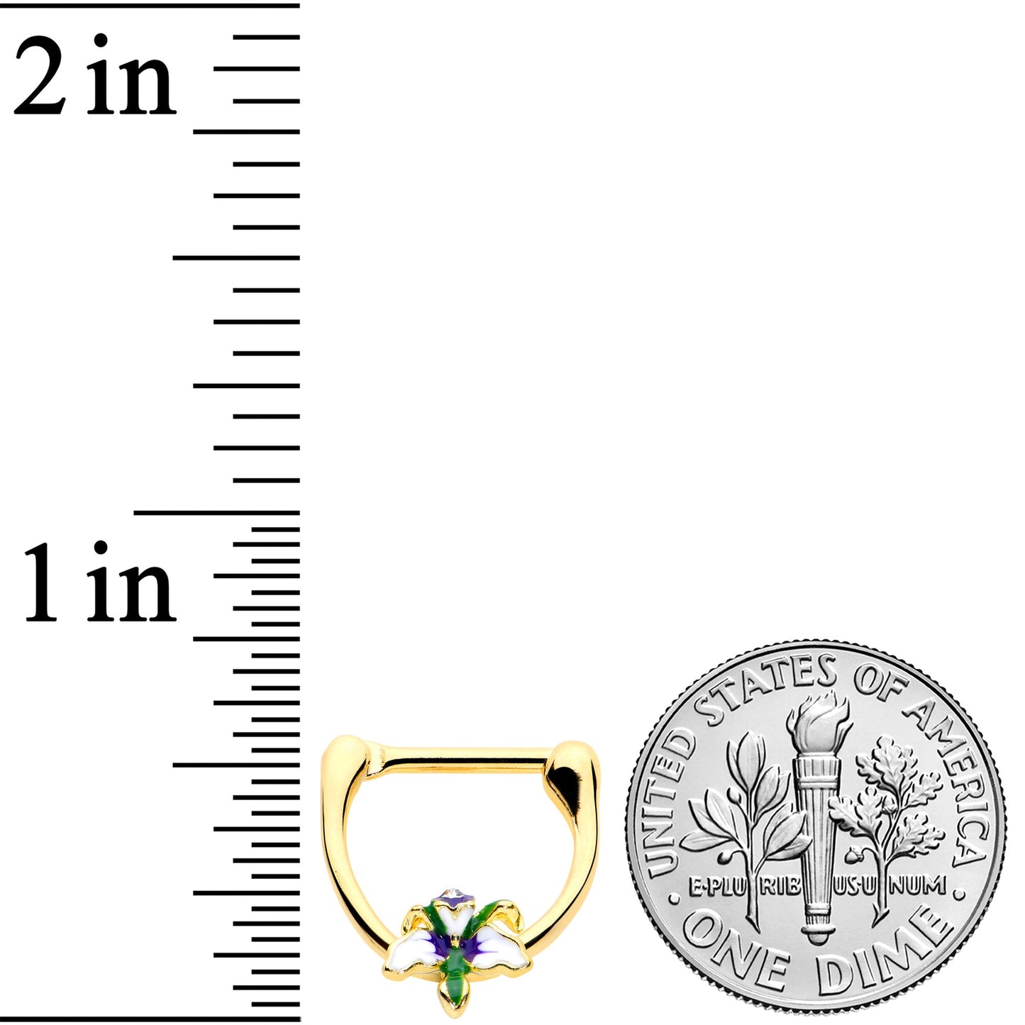 16G 5/16 Clear Gem Gold Tone Iris Flower Cartilage Clicker