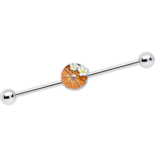 14G Sweet Orange Fruit Flower Industrial Barbell 38mm