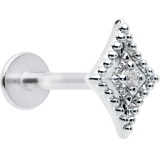 16G 5/16 Clear Gem Deco Textured Rhombus Labret Monroe Tragus