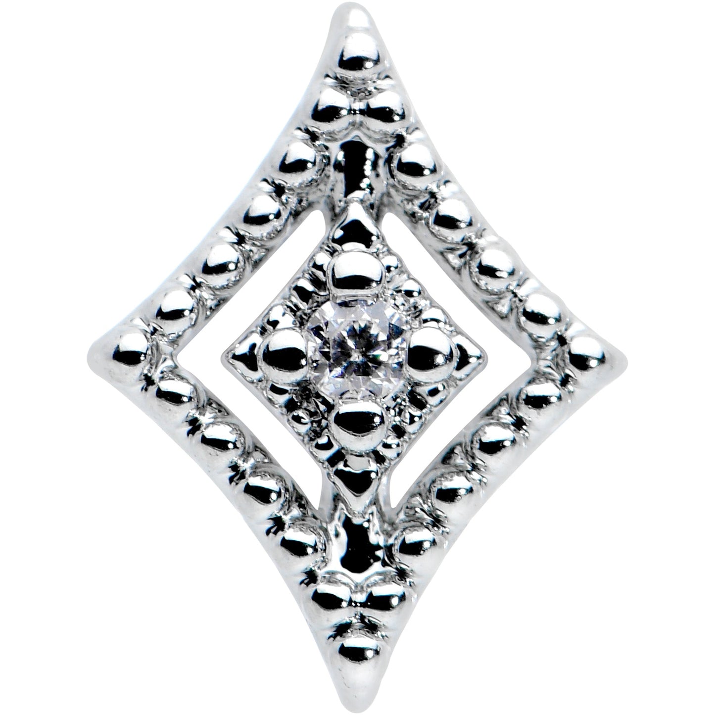 16G 5/16 Clear Gem Deco Textured Rhombus Labret Monroe Tragus