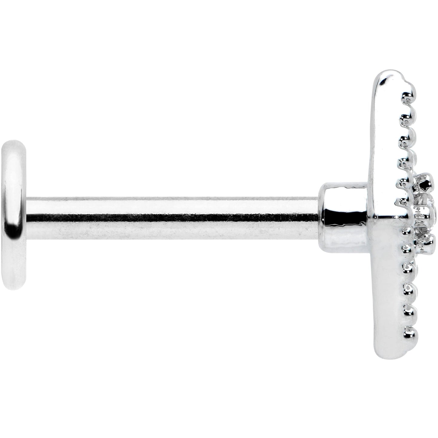 16G 5/16 Clear Gem Deco Textured Rhombus Labret Monroe Tragus