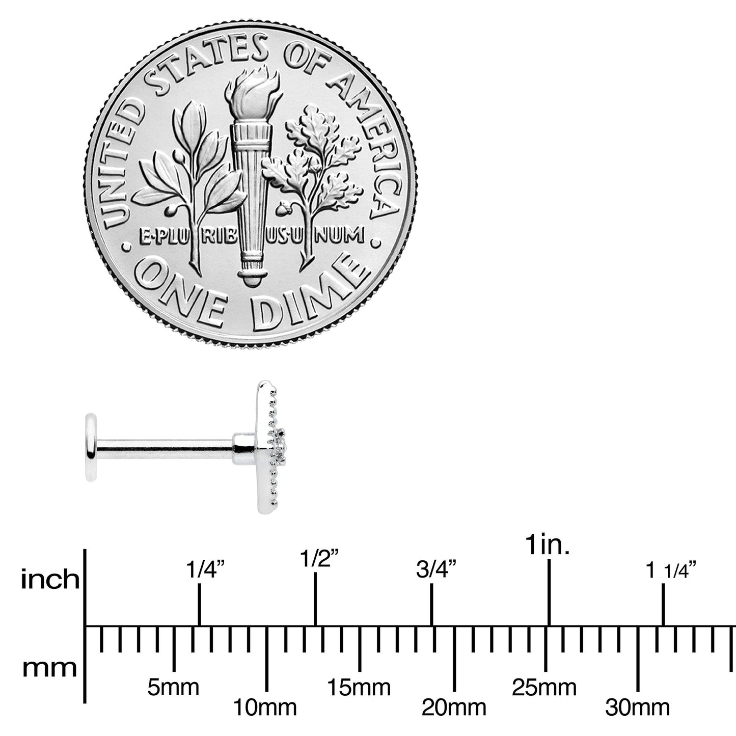 16G 5/16 Clear Gem Deco Textured Rhombus Labret Monroe Tragus