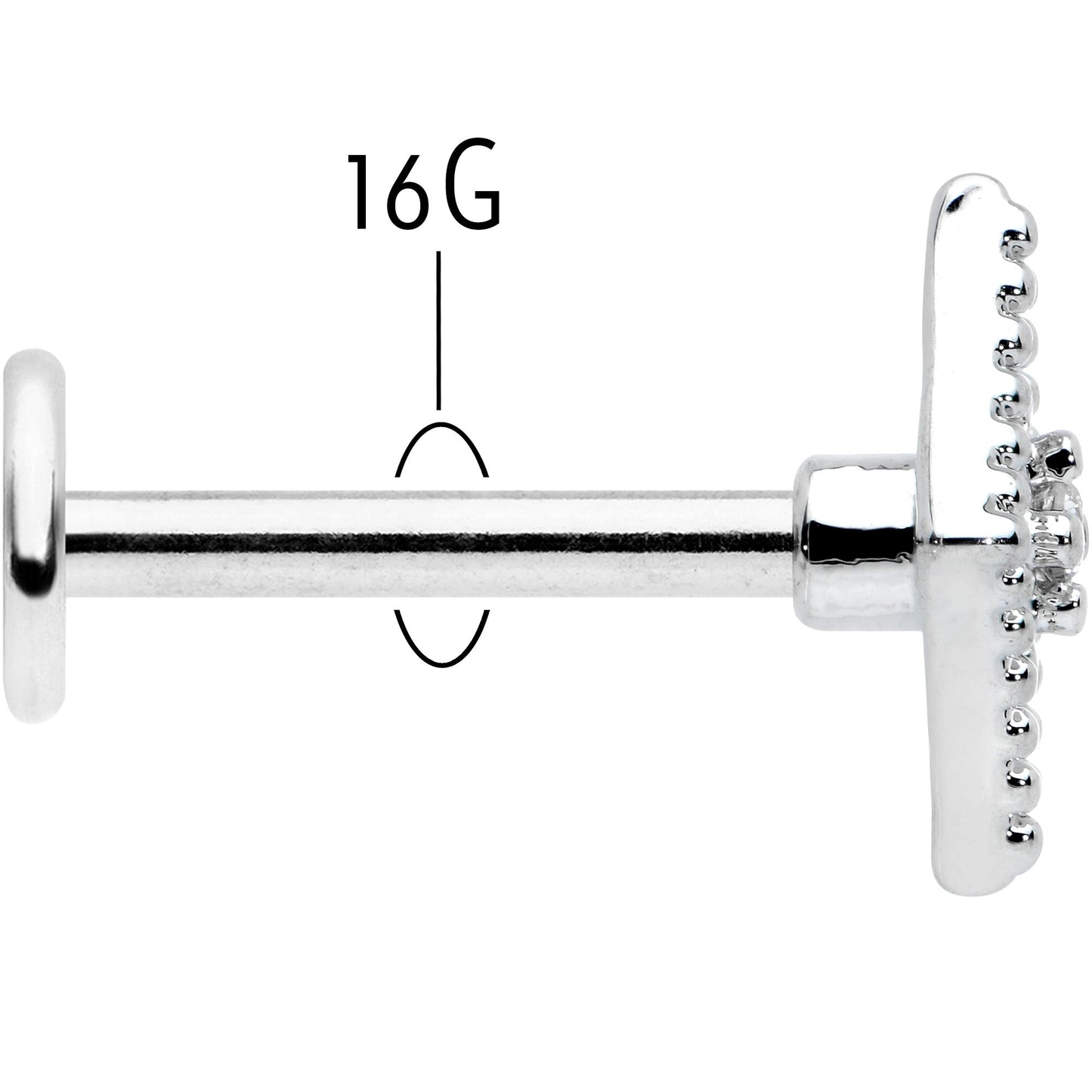 16G 5/16 Clear Gem Deco Textured Rhombus Labret Monroe Tragus