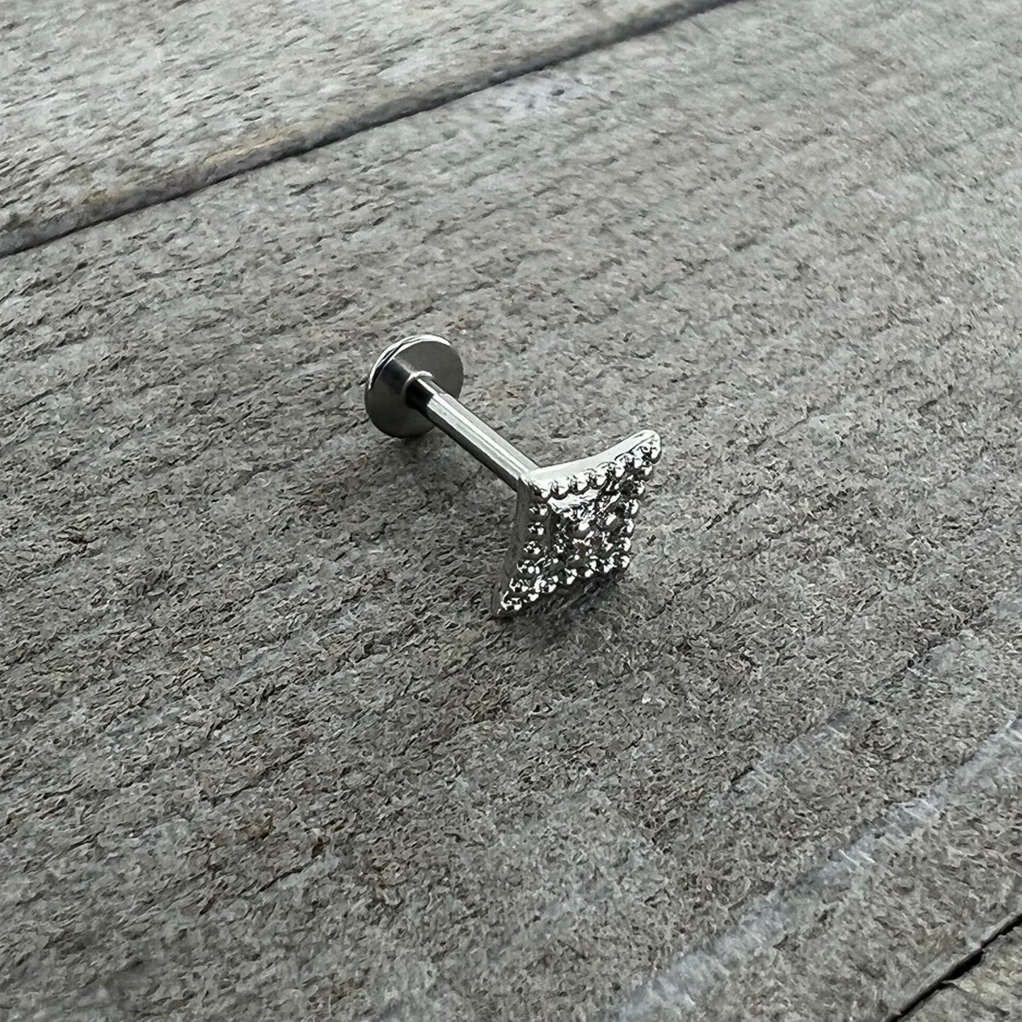 16G 5/16 Clear Gem Deco Textured Rhombus Labret Monroe Tragus