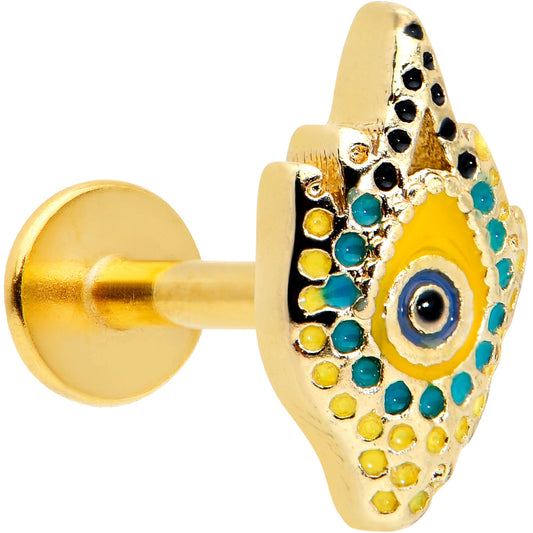 16G 1/4 Gold Tone Bold Peacock Feather Labret Monroe Tragus