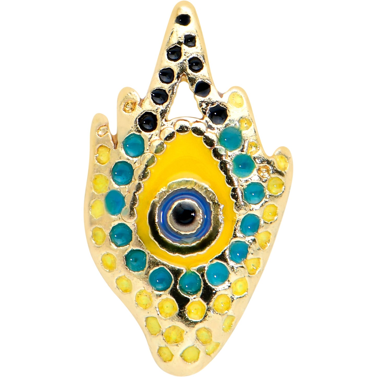 16G 1/4 Gold Tone Bold Peacock Feather Labret Monroe Tragus