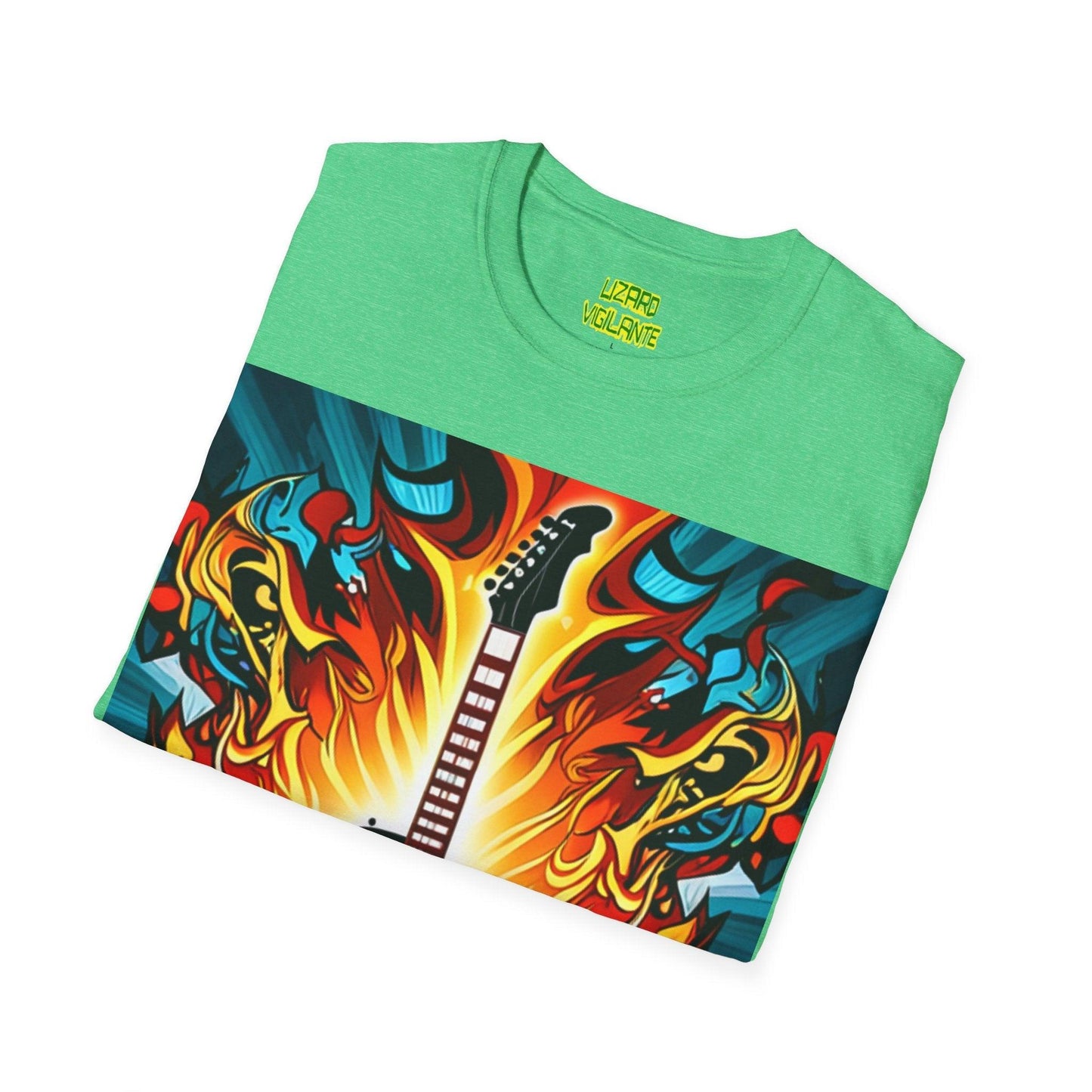 Electric Guitar Ablaze Unisex Softstyle T-Shirt - Lizard Vigilante