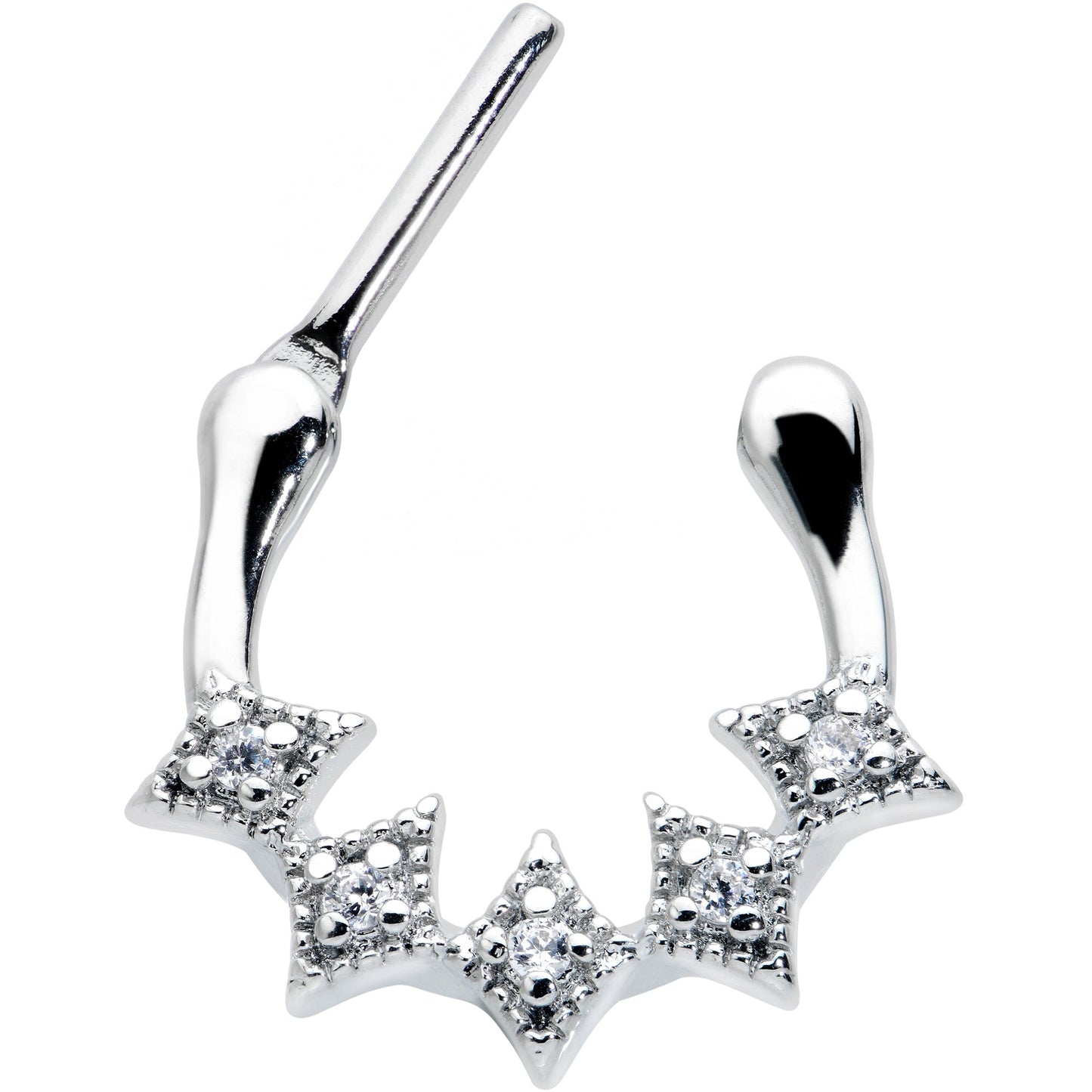 16G 3/8 Clear Gem Textured Rhombus Arc Cartilage Clicker Ring