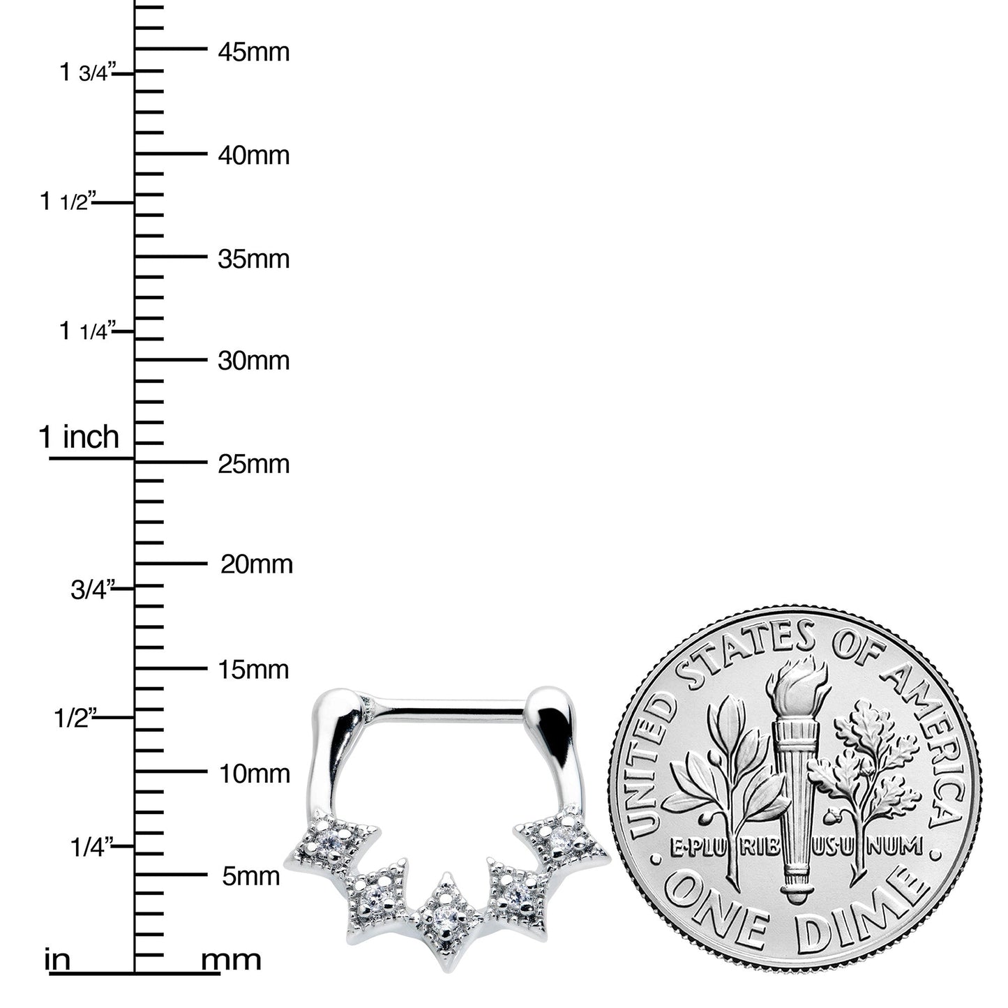 16G 3/8 Clear Gem Textured Rhombus Arc Cartilage Clicker Ring