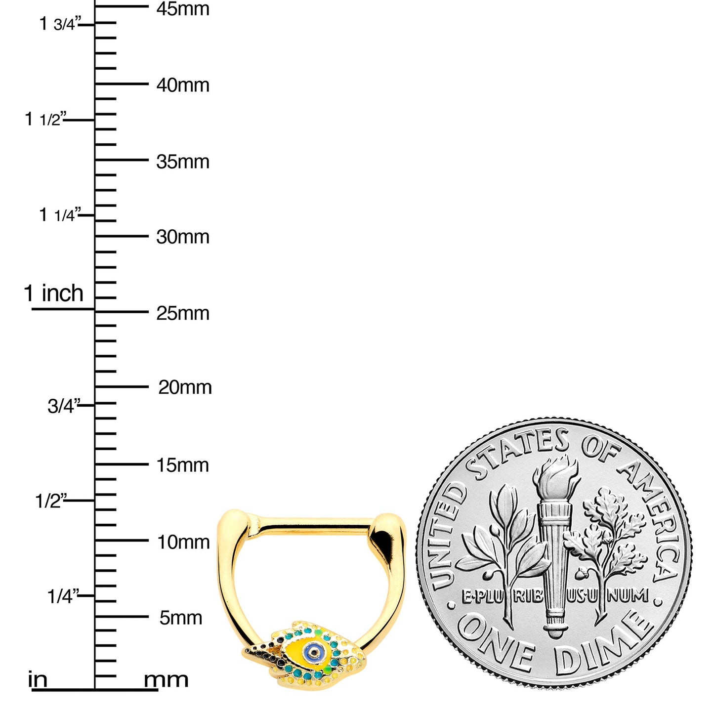 16G 3/8 Gold Tone Bold Peacock Feather Cartilage Clicker