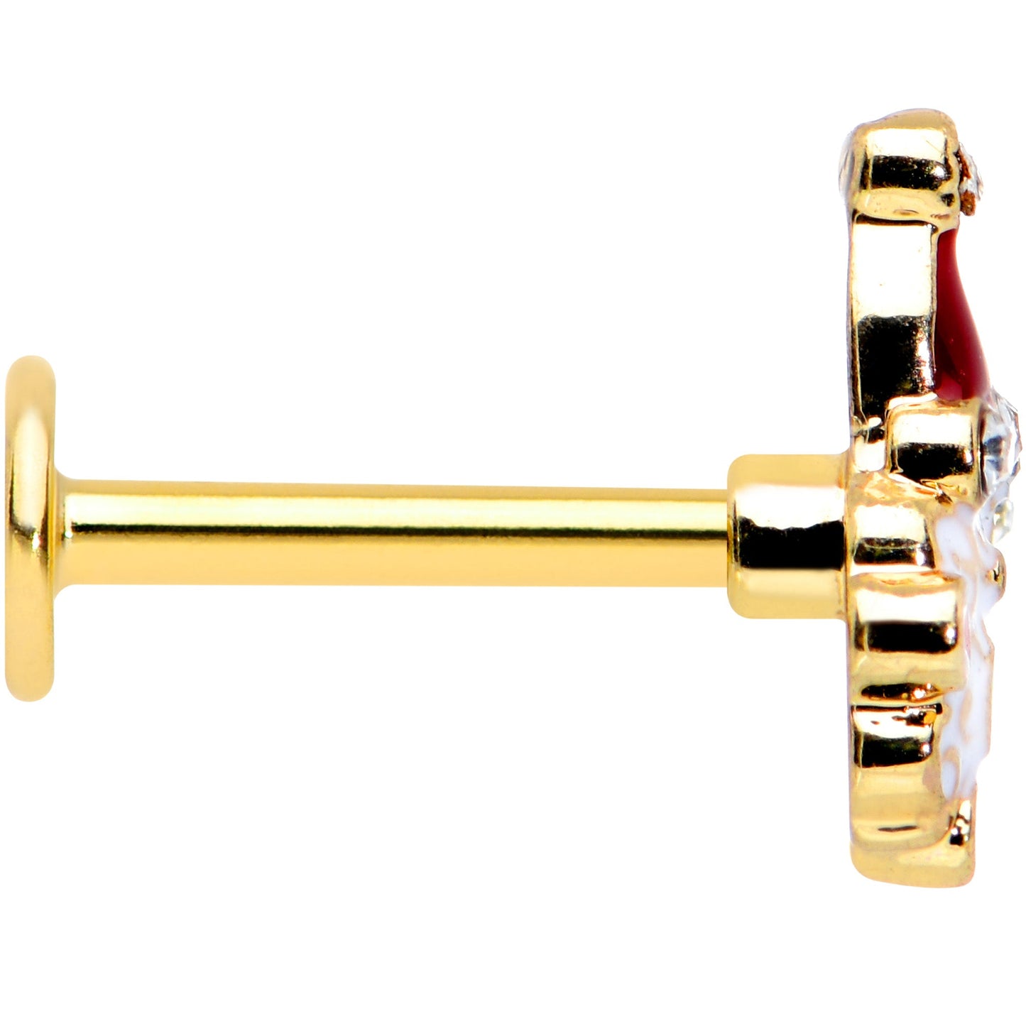 16G 5/16 Clear Gem Gold Tone Deco Santa Christmas Labret Tragus