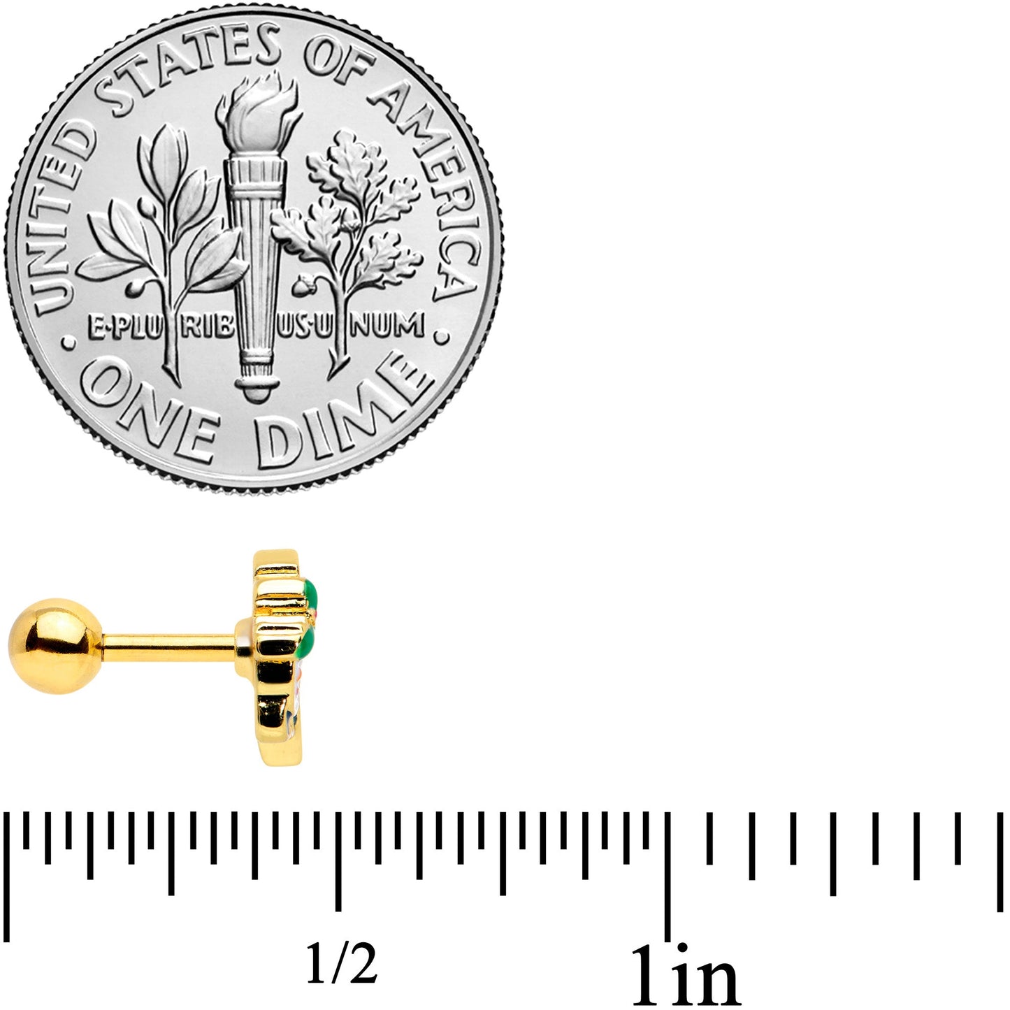 16G 1/4 Clear Gem Gold Tone Happy Snowman Cartilage Tragus