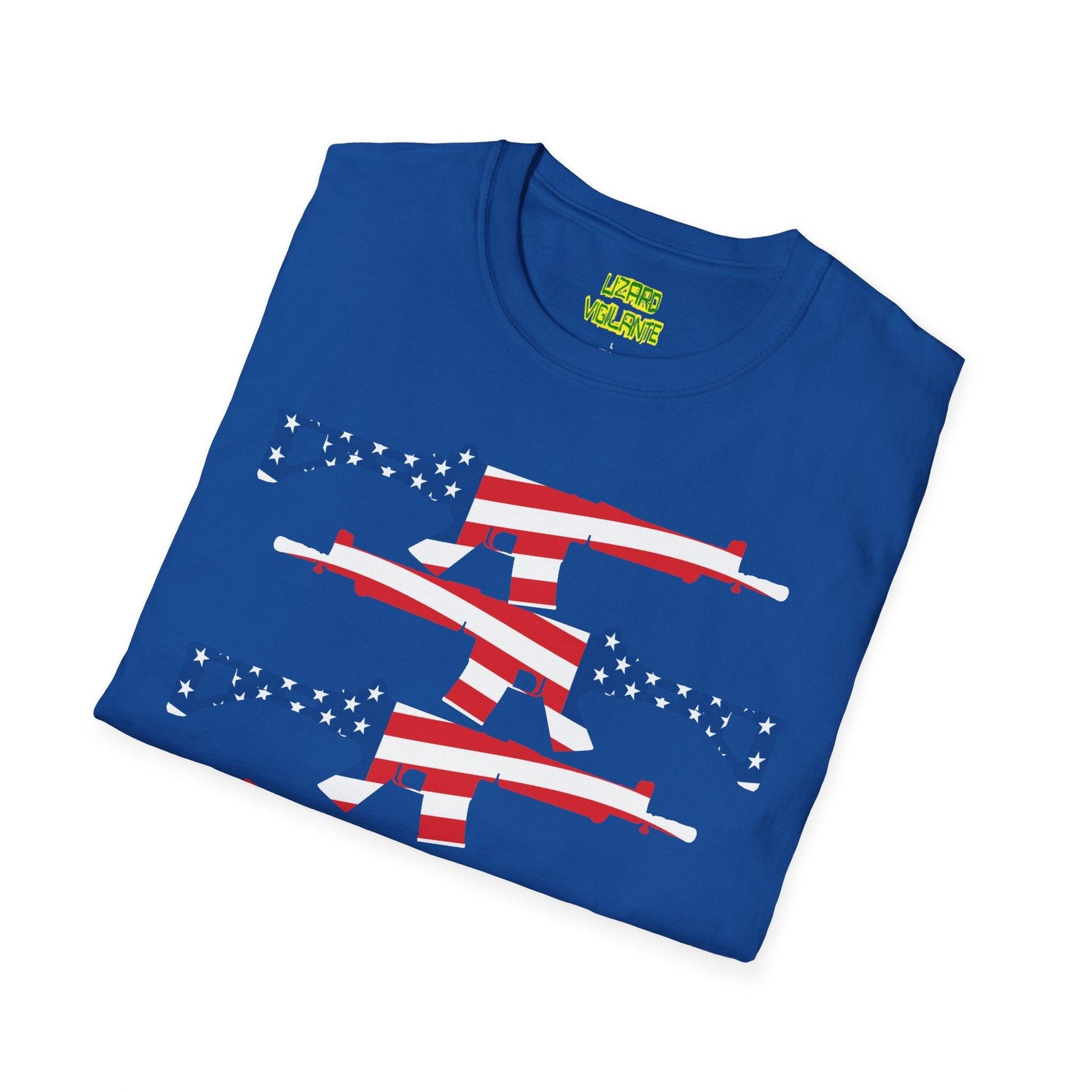 American Flag Guns Unisex Softstyle T-Shirt - Lizard Vigilante