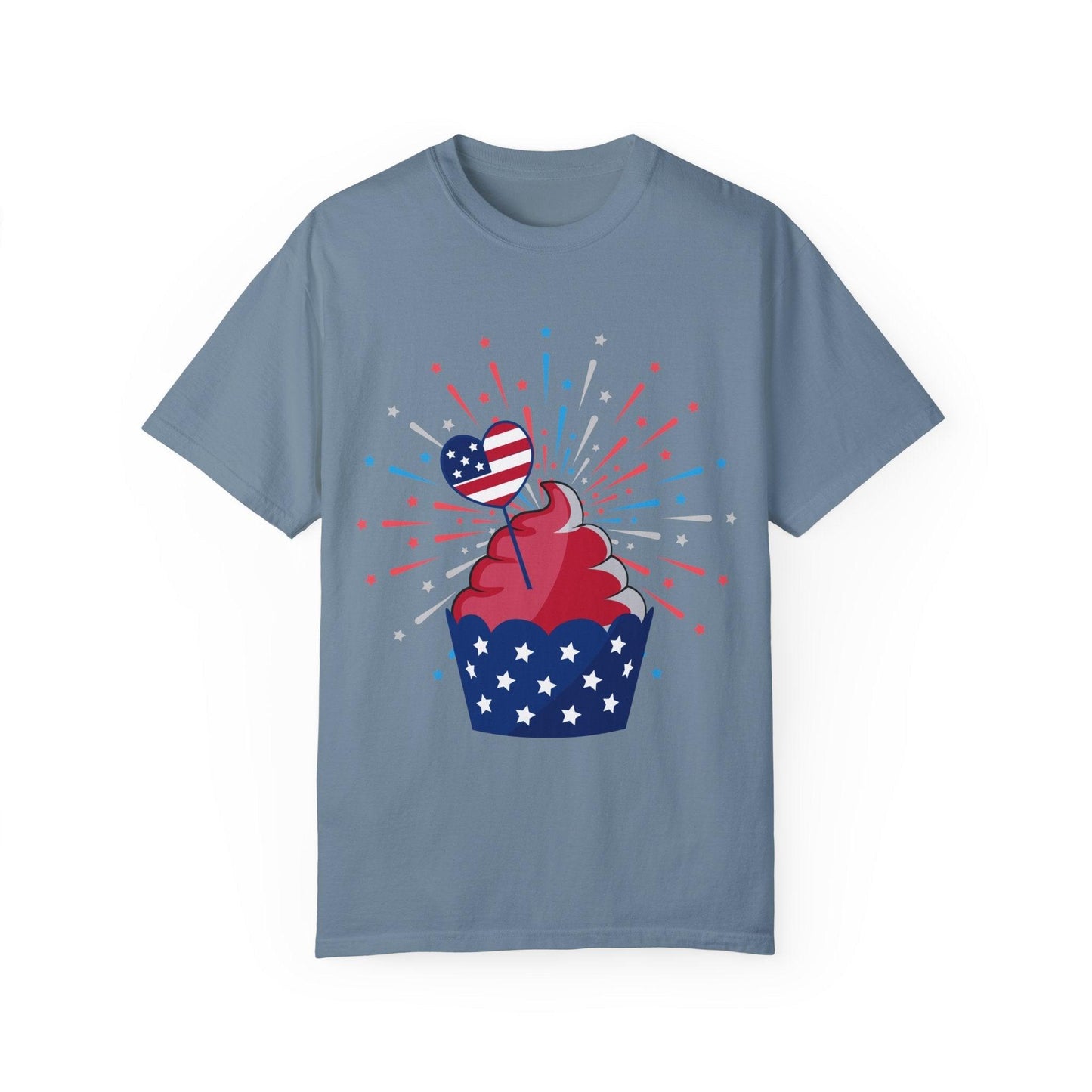 July 4th Cupcake Unisex Garment-Dyed T-shirt - Lizard Vigilante