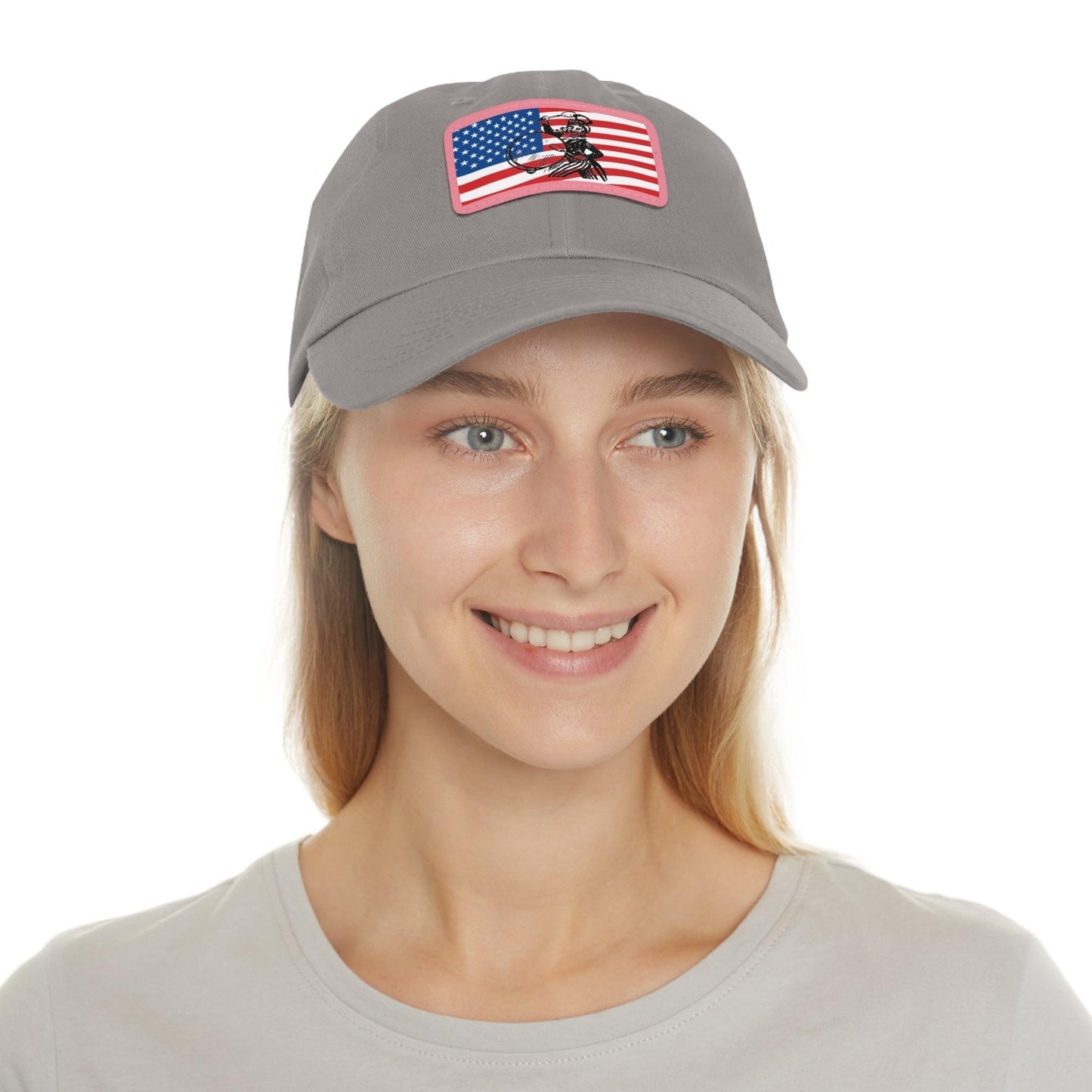 American Flag With Uncle Sam Drummer Dad Hat with Leather Patch (Rectangle) - Lizard Vigilante