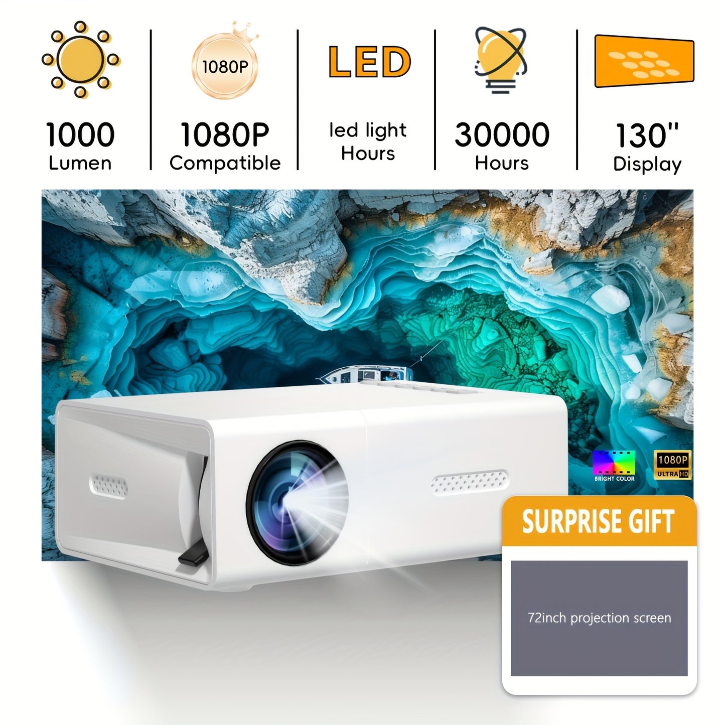 Portable Mini Projector | 1080P Full HD Home Theater Projector - Premium projector from Lizard Vigilante - Just $29.99! Shop now at Lizard Vigilante