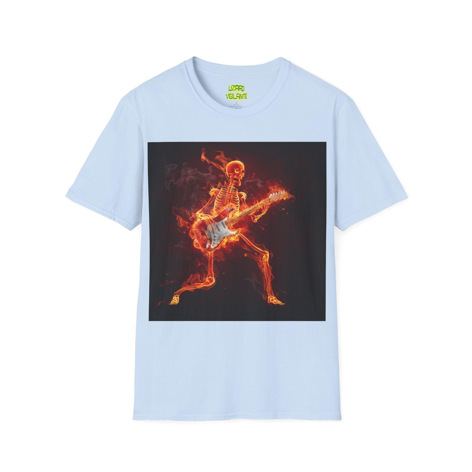 Fiery Guitarist Unisex Softstyle T-Shirt - Lizard Vigilante