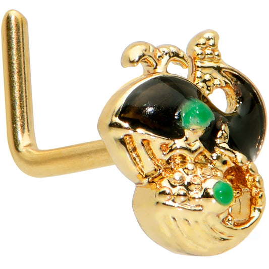 20G 7mm Gold Tone Mom Baby Whale L Shape Nose Ring