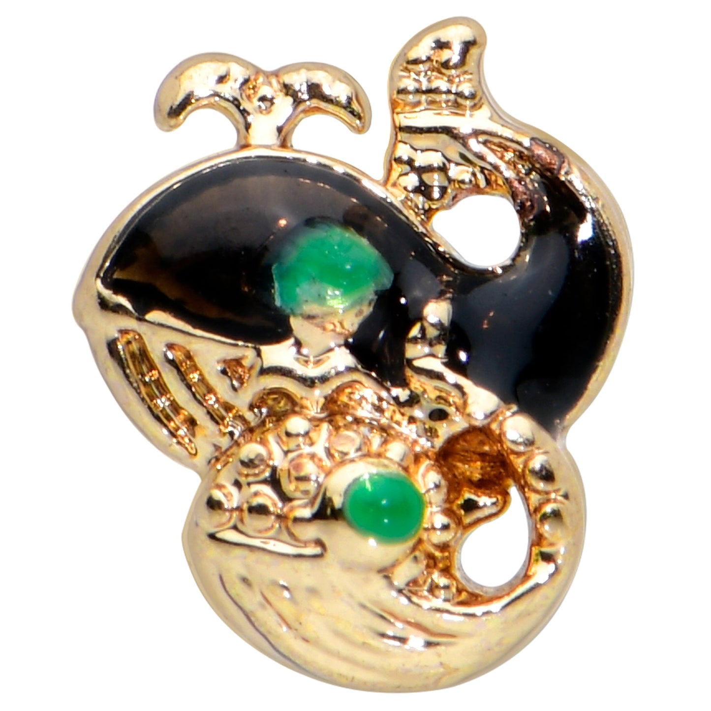 20G 7mm Gold Tone Mom Baby Whale L Shape Nose Ring