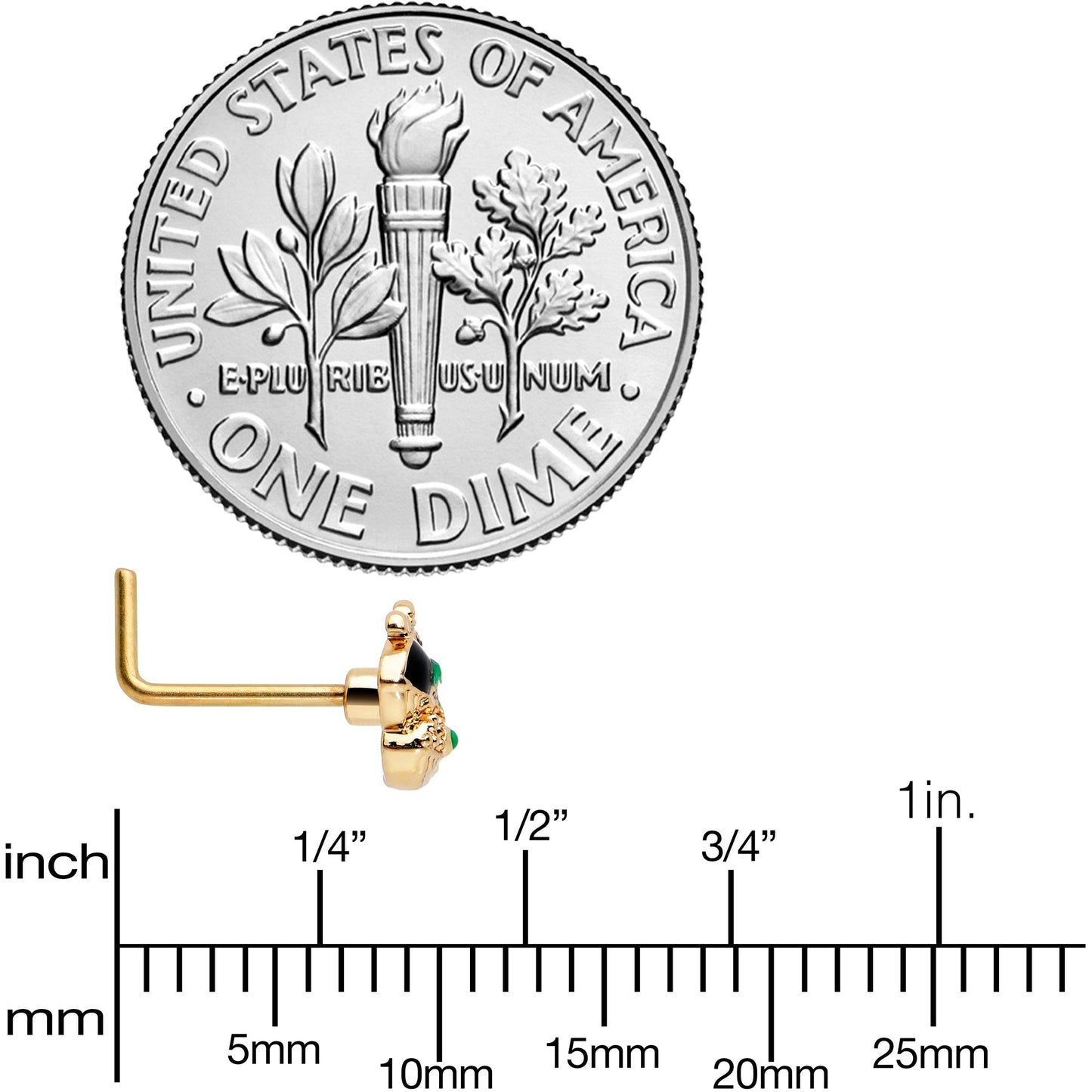 20G 7mm Gold Tone Mom Baby Whale L Shape Nose Ring