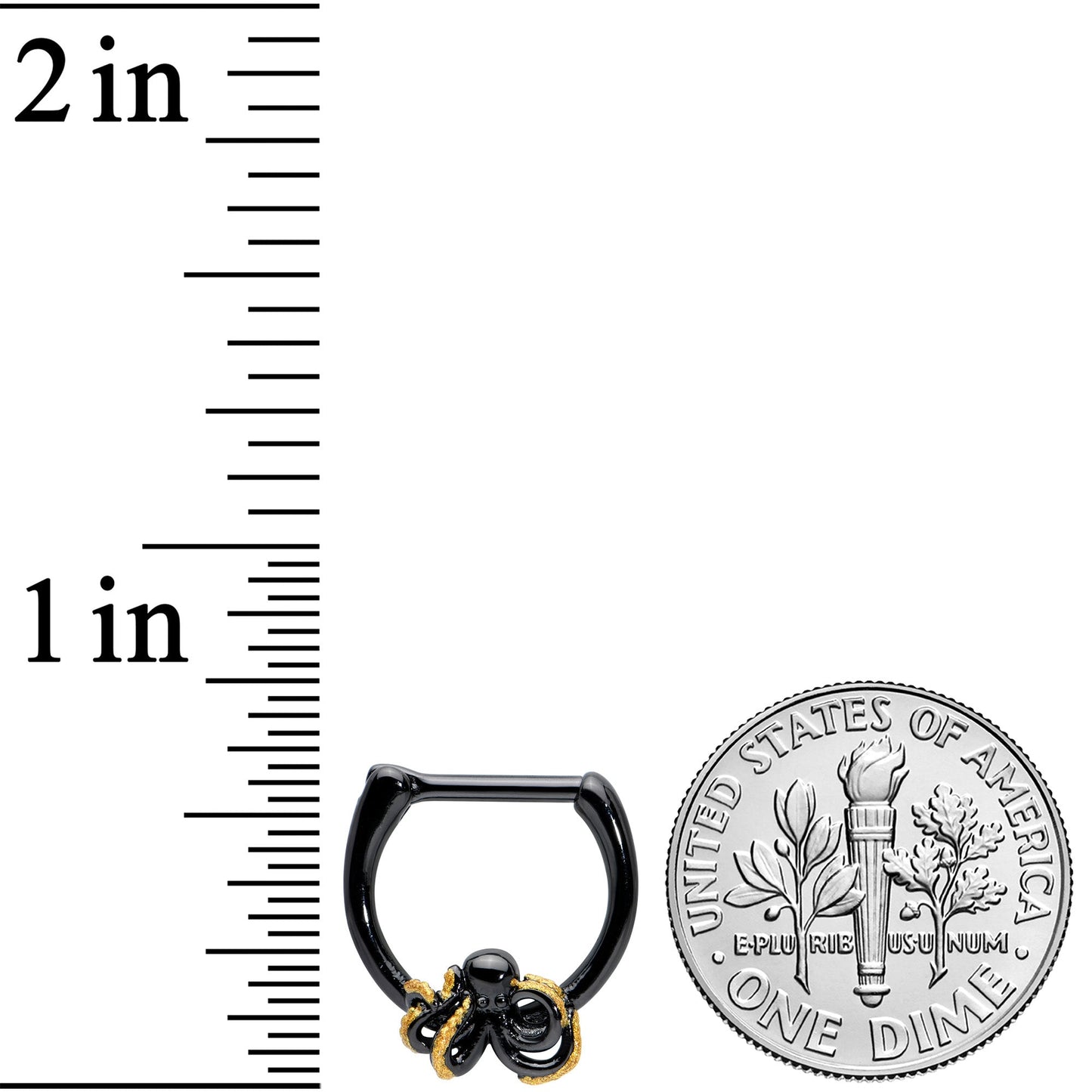 16G 5/16 Black Understated Octopus Cartilage Clicker