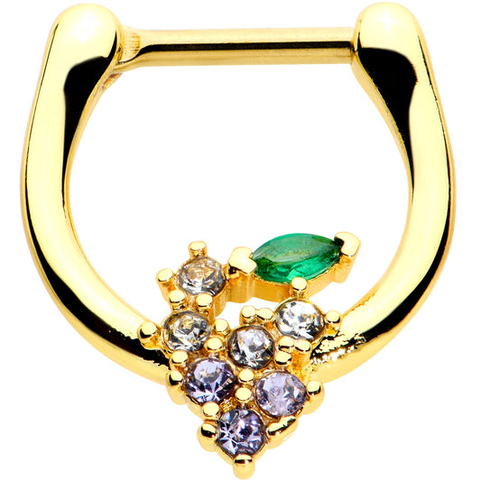 16G 5/16 Clear CZ Gem Gold Tone Bunch Grapes Cartilage Clicker