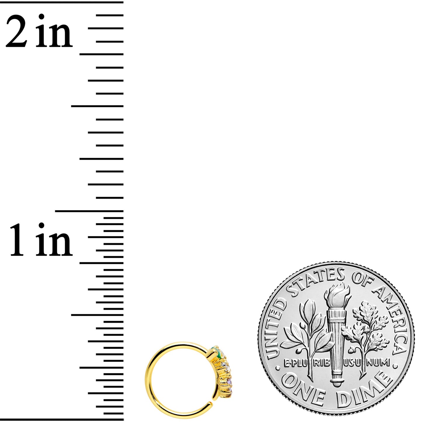 20G 5/16 Clear Cz Gem Gold Tone Bunch Grapes Nose Hoop