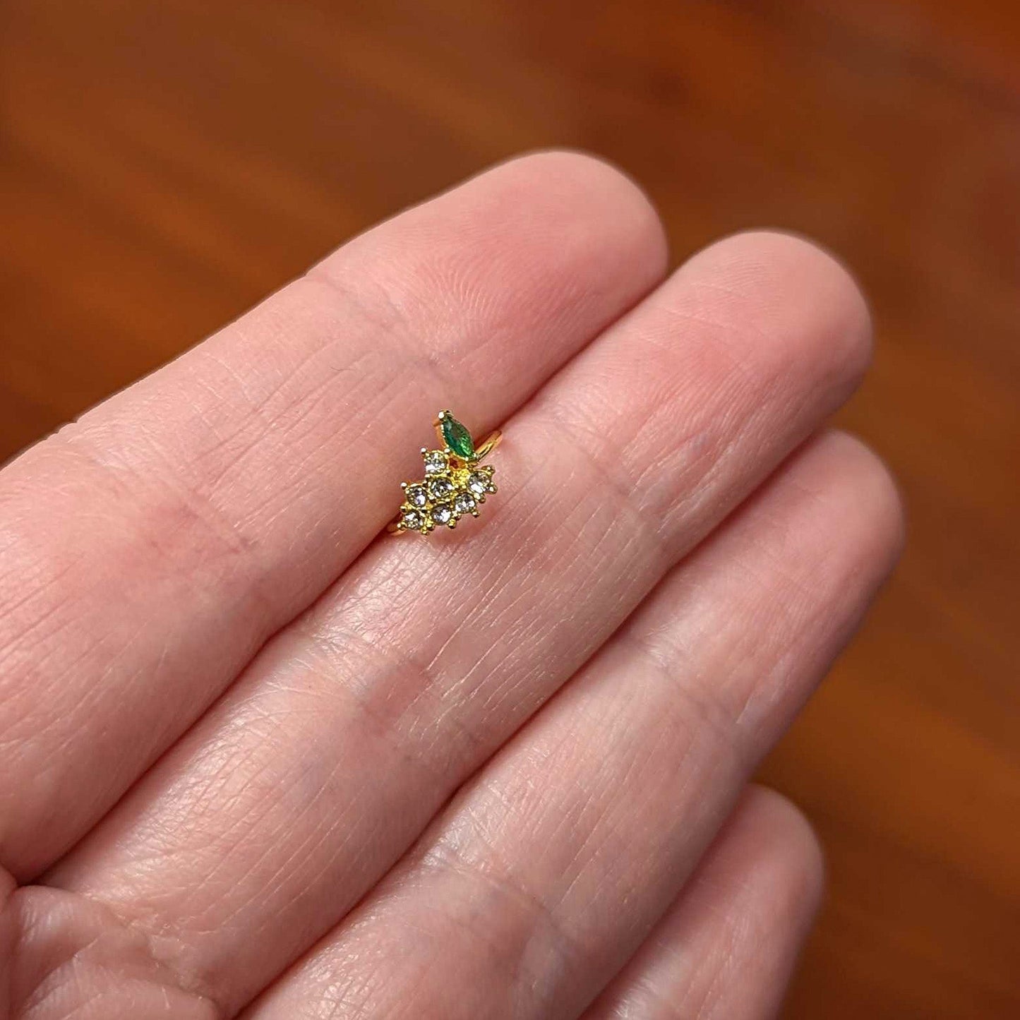 20G 5/16 Clear Cz Gem Gold Tone Bunch Grapes Nose Hoop