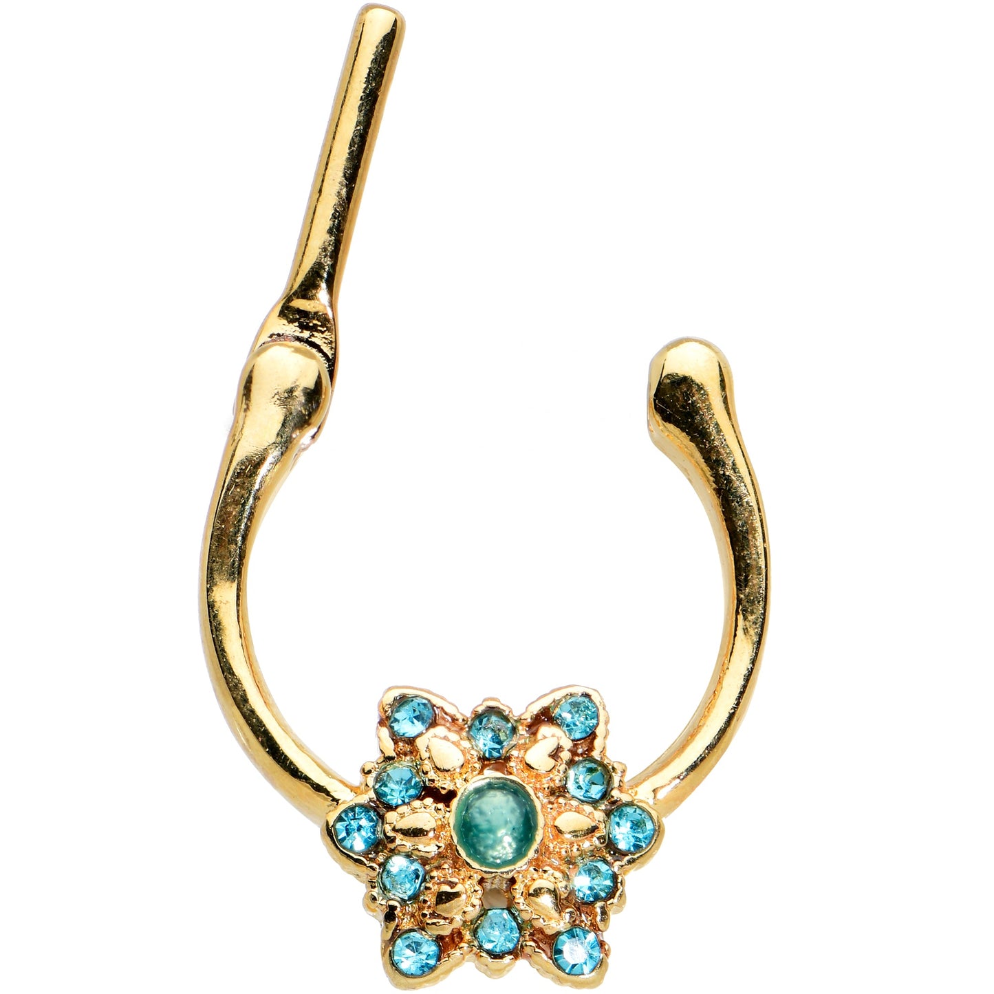 16G 5/16 Blue Gem Gold Tone Snowflake Christmas Cartilage Clicker