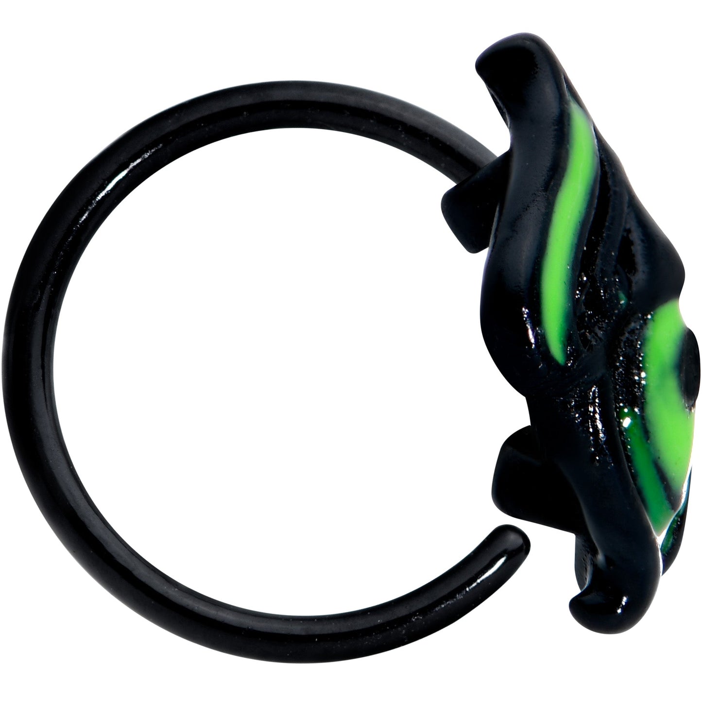 20G 5/16 Black Striking Peacock Feather Nose Hoop