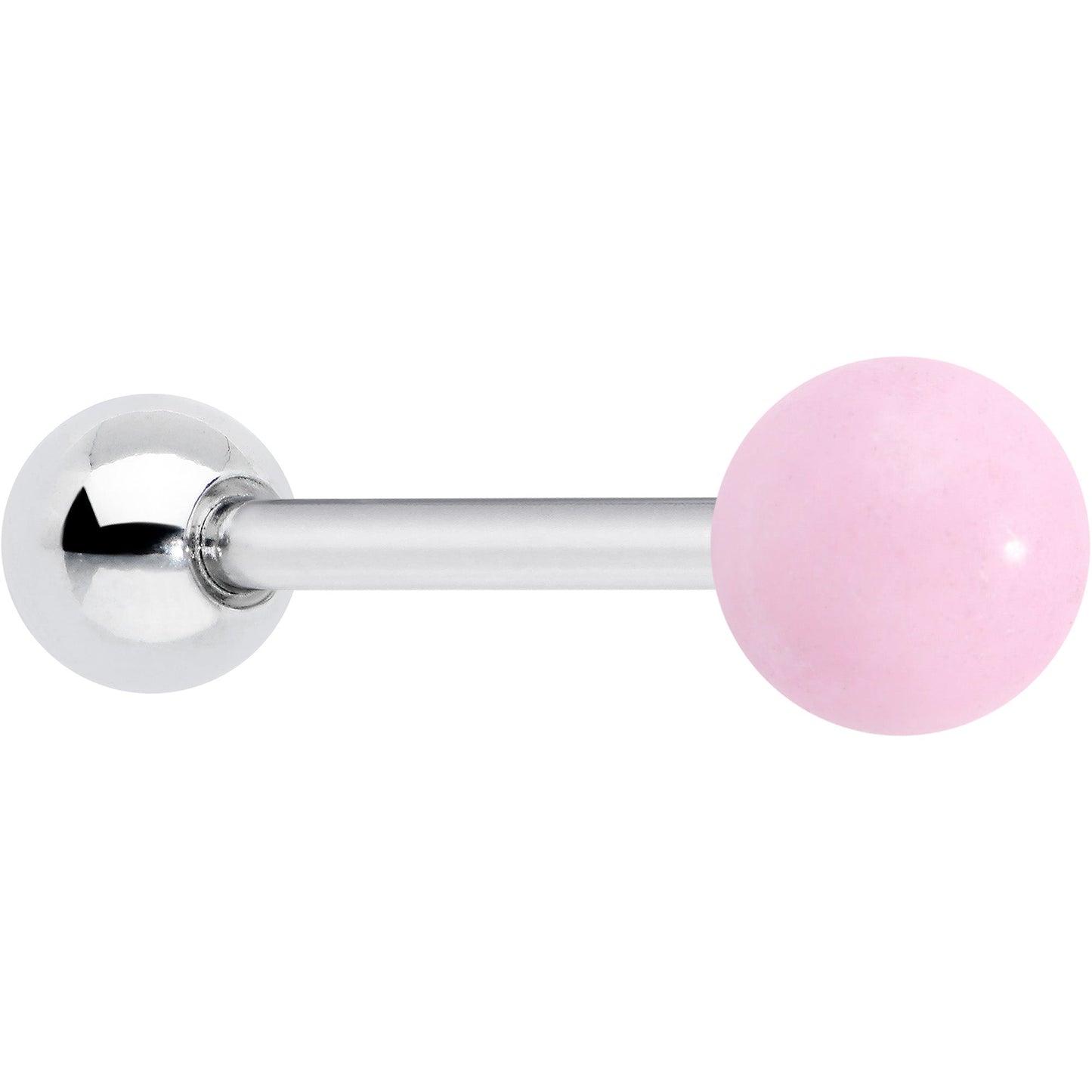 Pink Rose Quartz End Barbell Tongue Ring