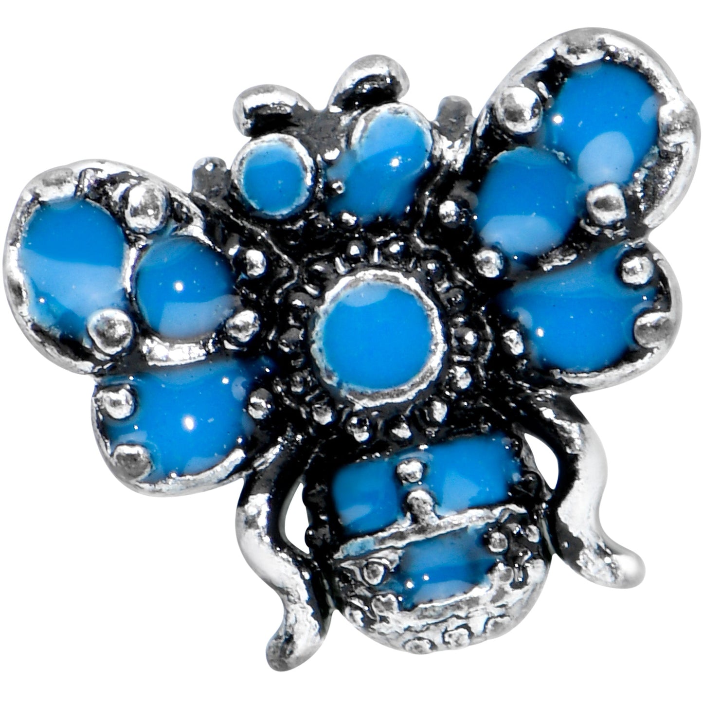 16G 5/16 Textured Blue Butterfly Labret Monroe Tragus