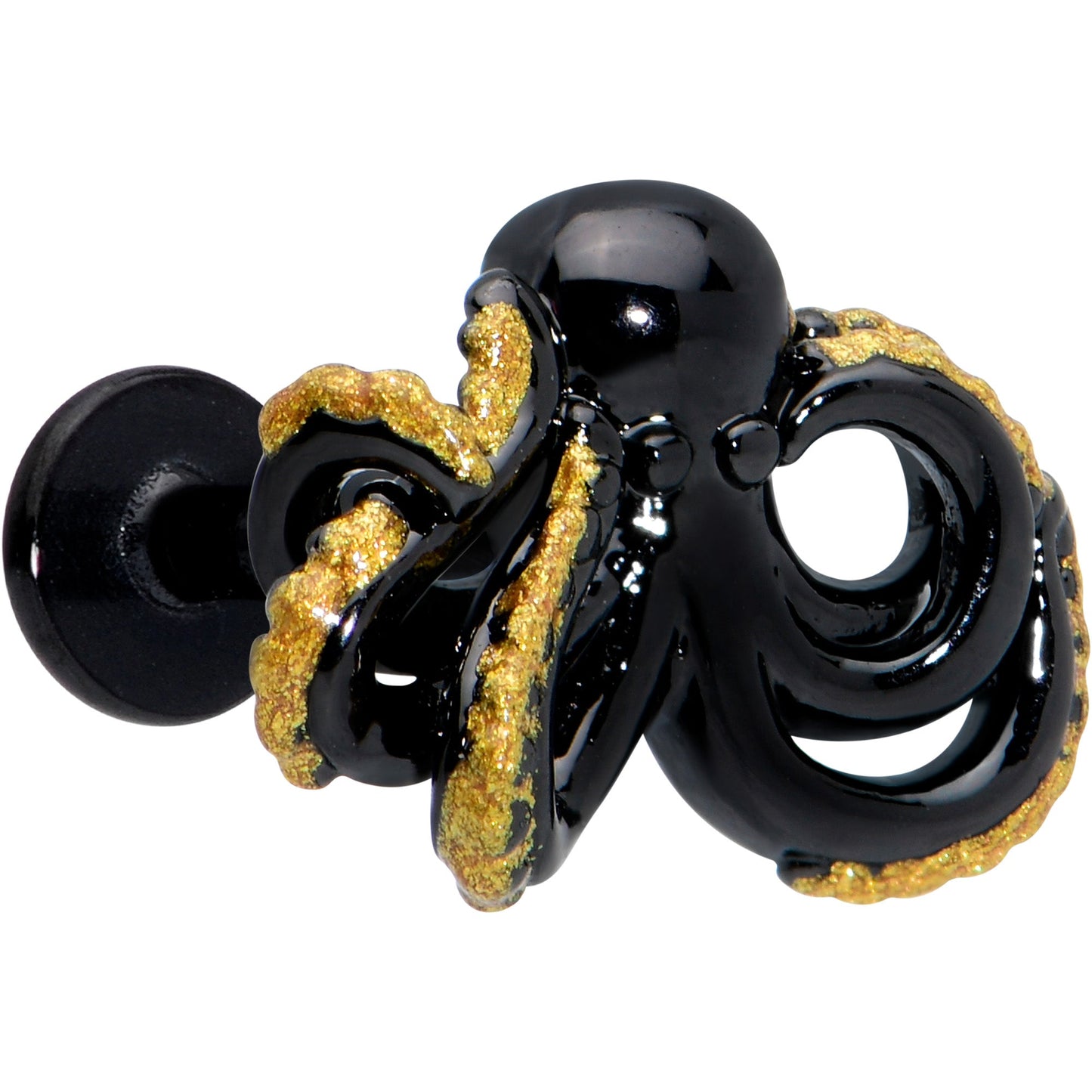 16G 5/16 Black Understated Octopus Labret Monroe Tragus