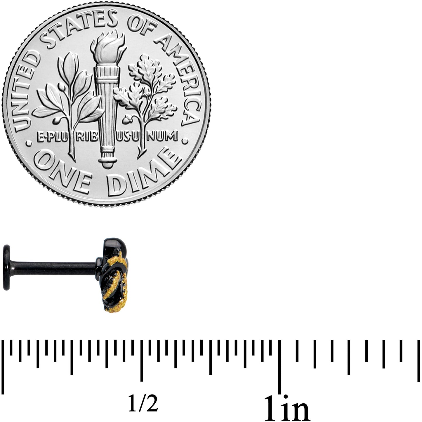 16G 5/16 Black Understated Octopus Labret Monroe Tragus