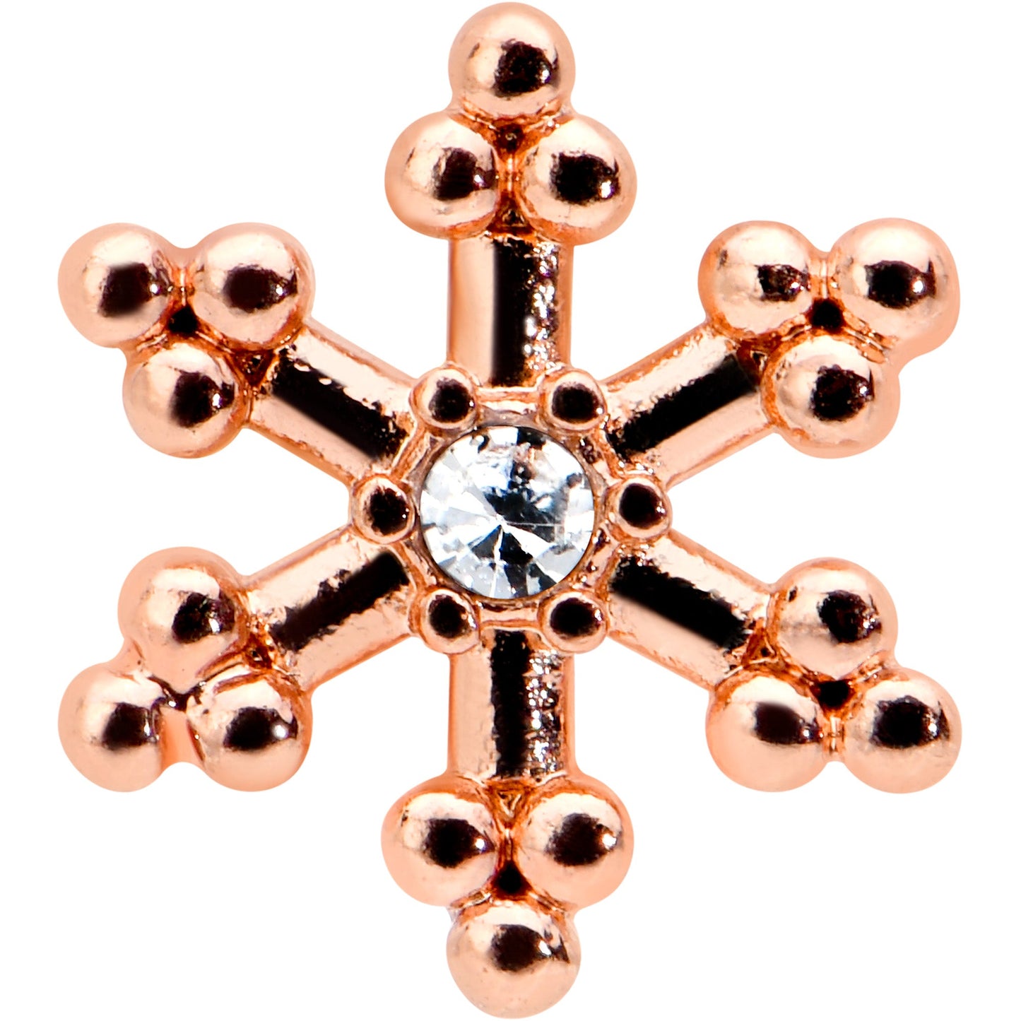 16G 1/4 Clear Gem Rose Gold Tone Pretty Snowflake Cartilage Tragus