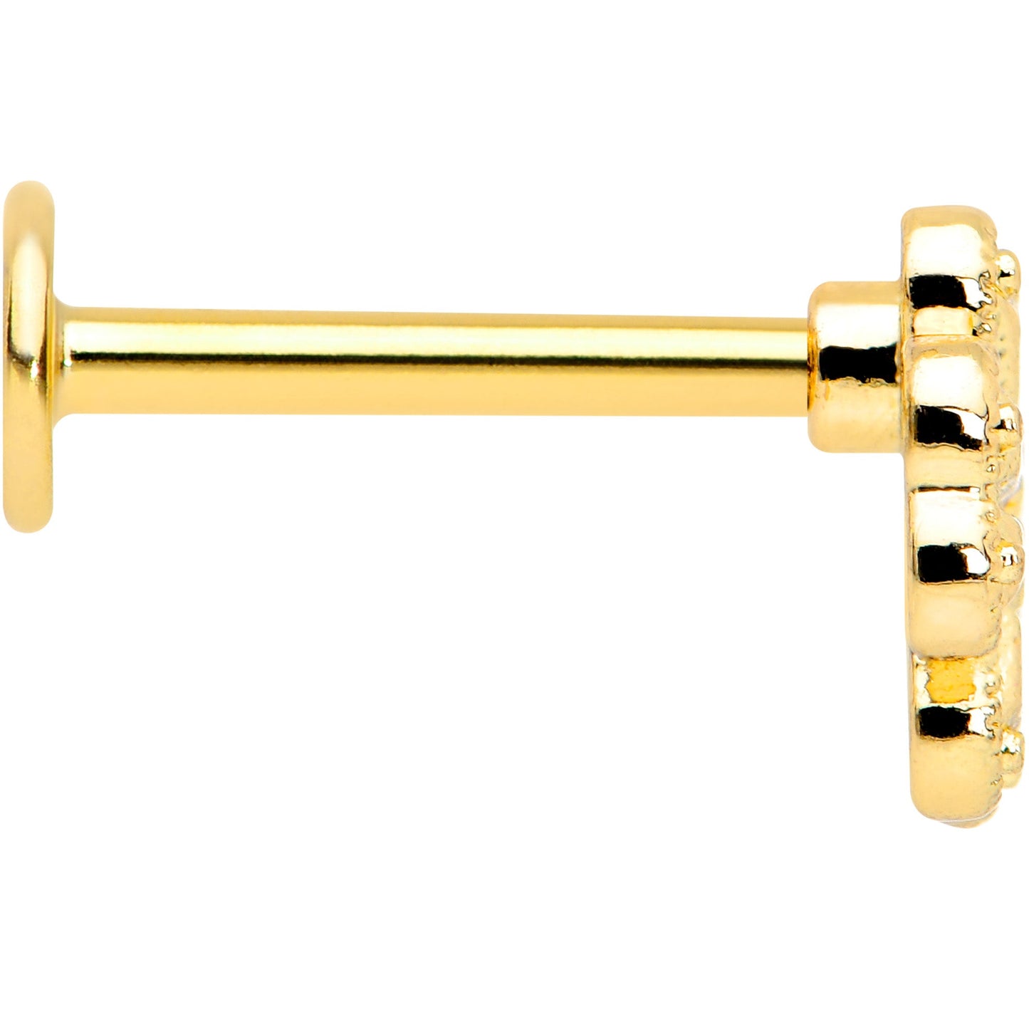 16G 5/16 Yellow Gem Gold Tone Textured Cross Labret Monroe Tragus